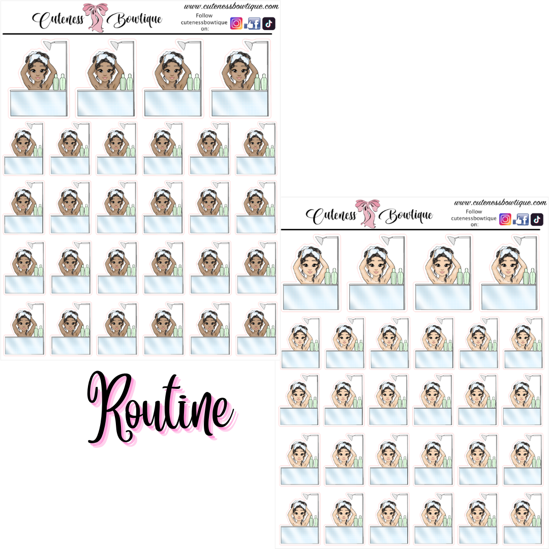 The Cutie Line Icon Sticker Sheet | Cuteness Planner Stickers for Agendas, Planners, Notebooks, Dividers | CUTIE PIE ROUTINE