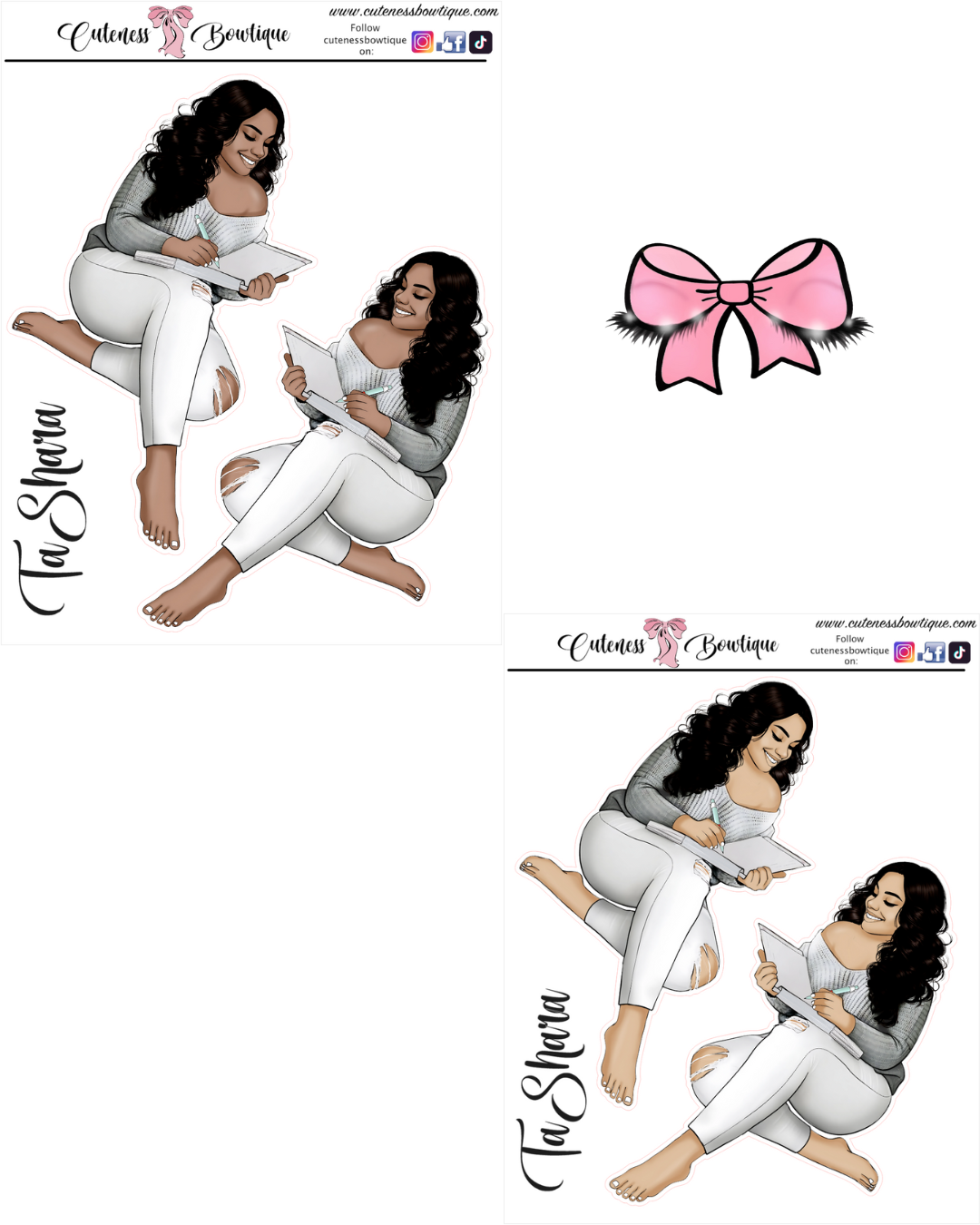 The  CUSTOM Cuteness Doll Collection Sticker Sheet | Cuteness Planner Stickers for Agendas, Planners, Notebooks, Dividers | TASHARA