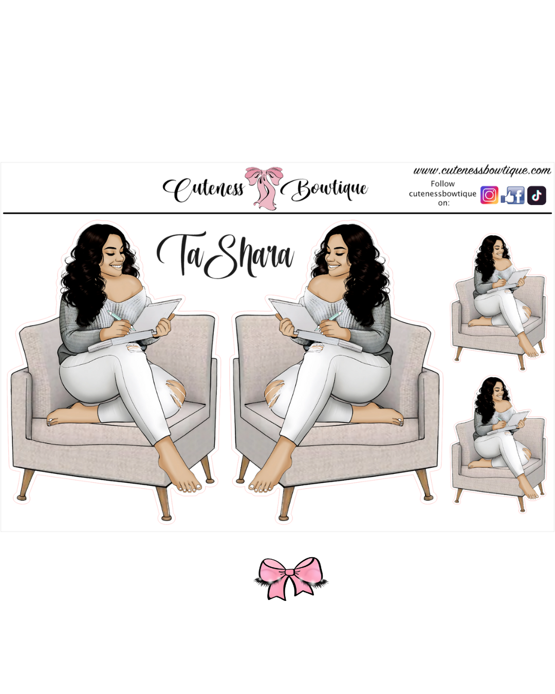 The  CUSTOM Cuteness Doll Collection Sticker Sheet | Cuteness Planner Stickers for Agendas, Planners, Notebooks, Dividers | TASHARA