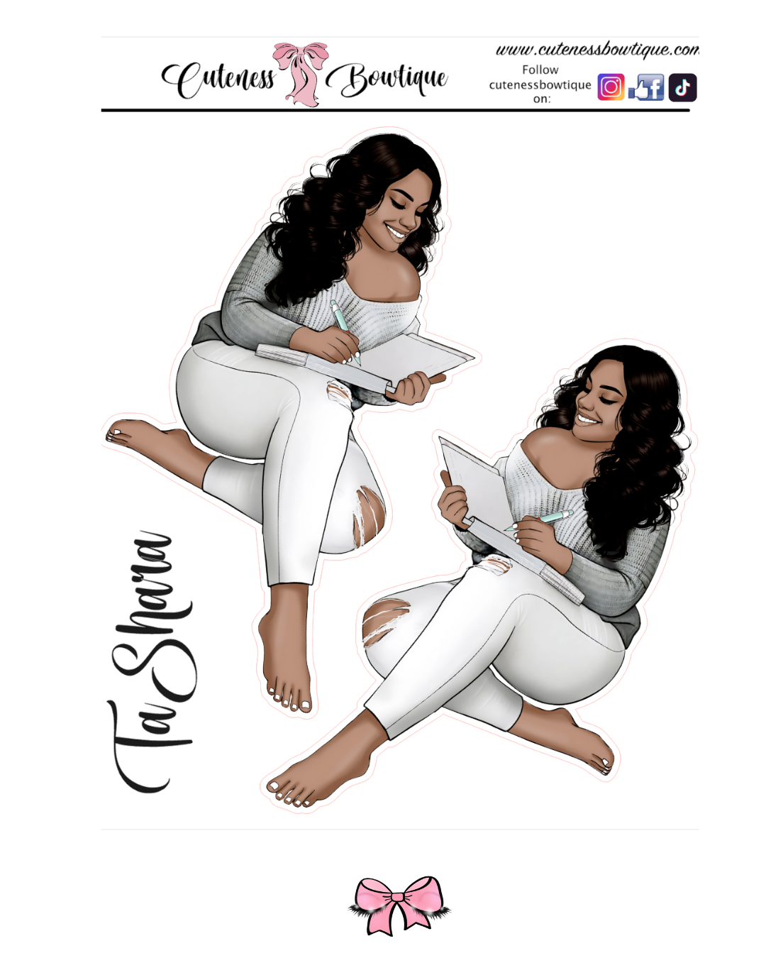 The  CUSTOM Cuteness Doll Collection Sticker Sheet | Cuteness Planner Stickers for Agendas, Planners, Notebooks, Dividers | TASHARA