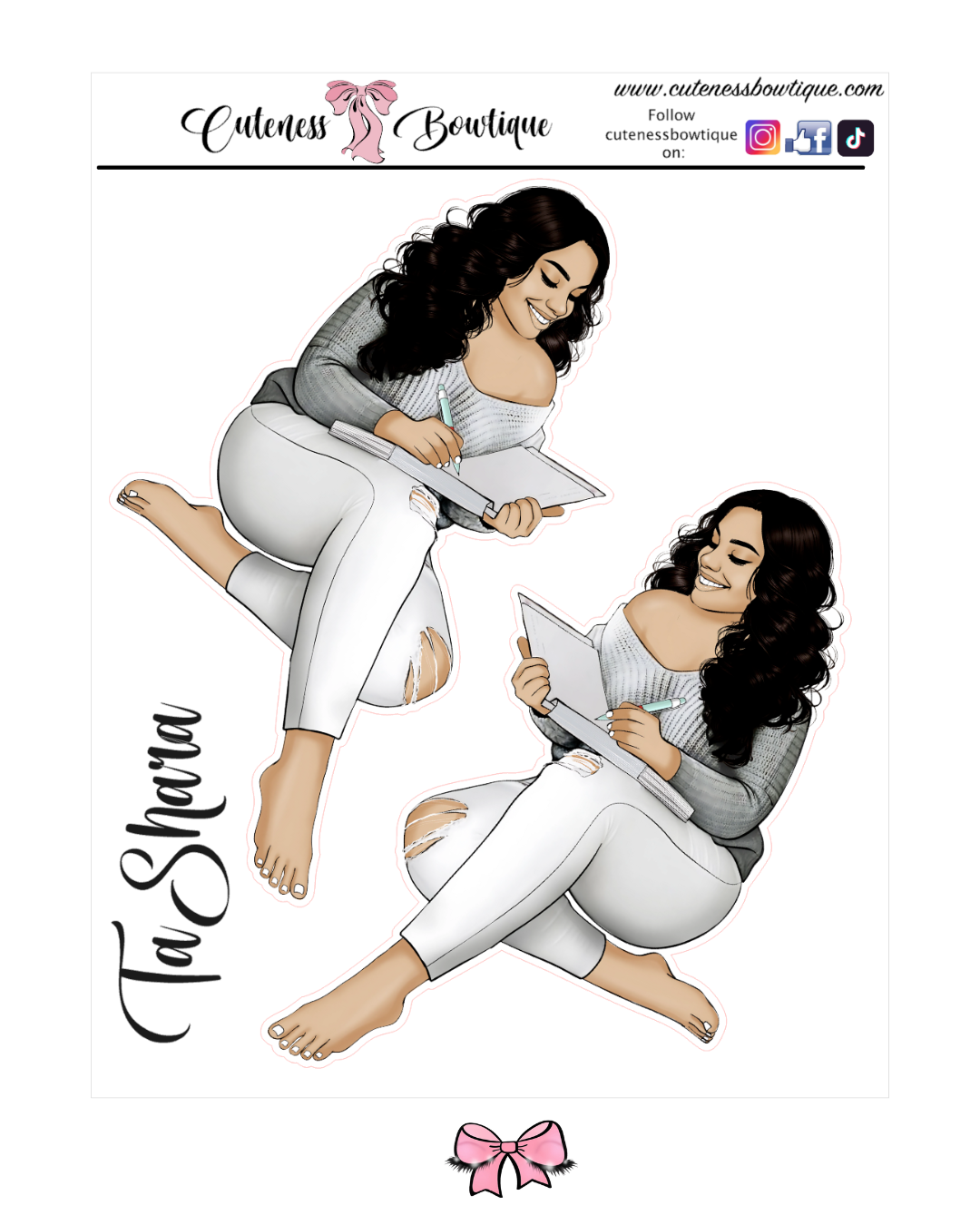 The  CUSTOM Cuteness Doll Collection Sticker Sheet | Cuteness Planner Stickers for Agendas, Planners, Notebooks, Dividers | TASHARA