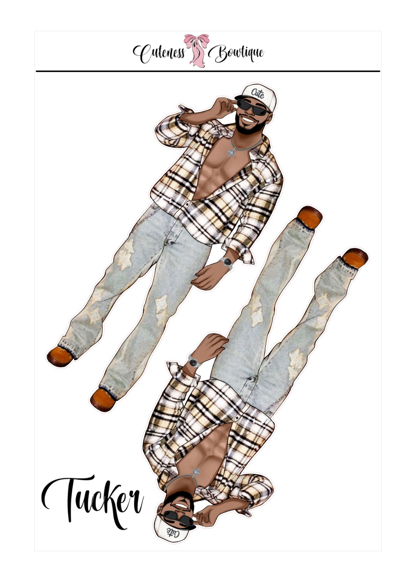 The  CUSTOM Cuteness Doll Collection Sticker Sheet | Cuteness Planner Stickers for Agendas, Planners, Notebooks, Dividers | DANNY, BLISSFUL, KIRK, NAOMI, NOELLE, XENA, TUCKER, NOVA