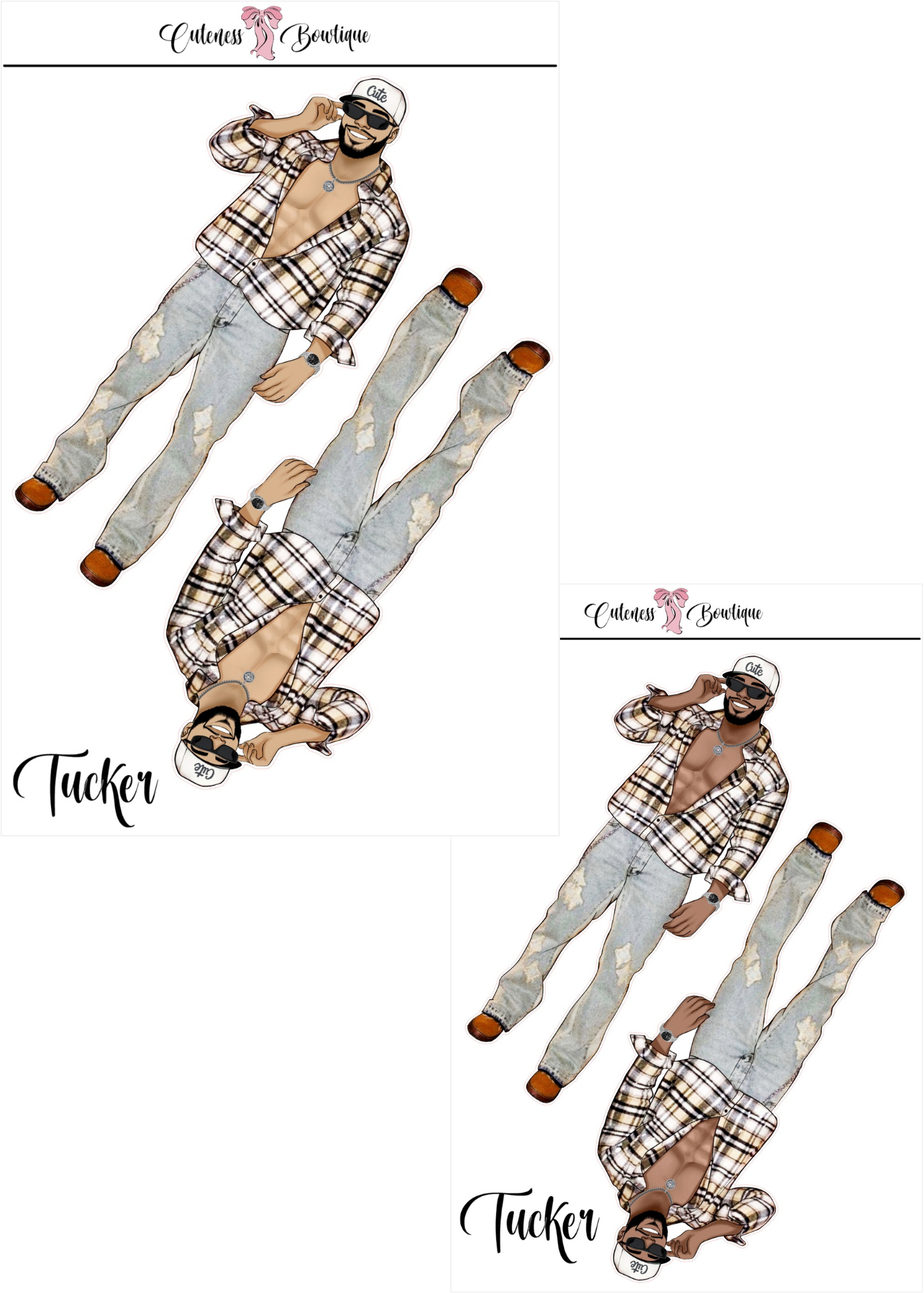 The  CUSTOM Cuteness Doll Collection Sticker Sheet | Cuteness Planner Stickers for Agendas, Planners, Notebooks, Dividers | DANNY, BLISSFUL, KIRK, NAOMI, NOELLE, XENA, TUCKER, NOVA