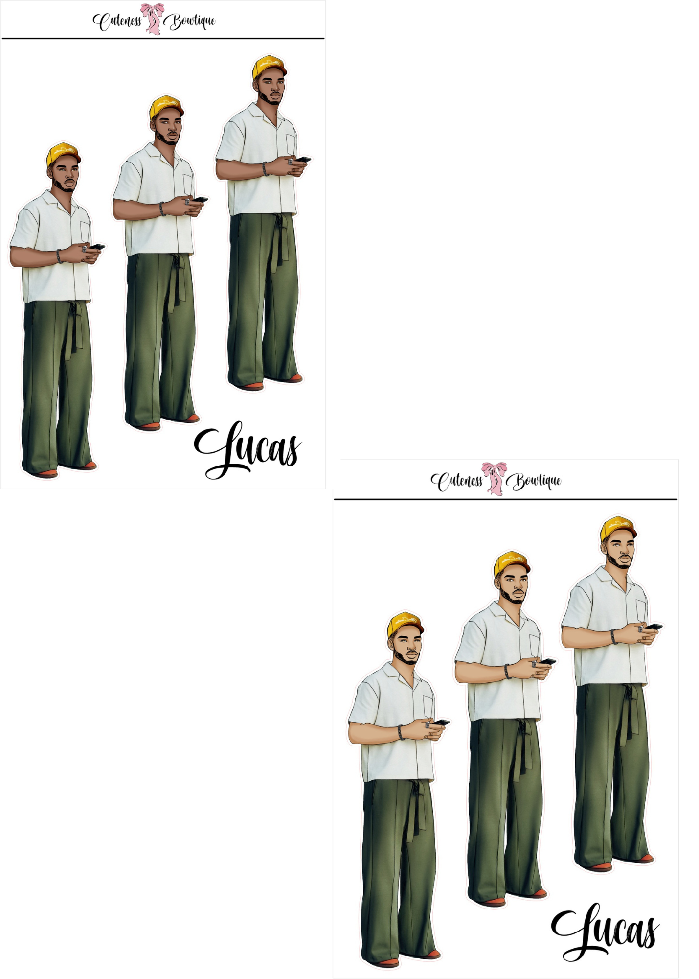  The Cuteness Squad Custom Sticker Sheet | Cuteness Planner Stickers for Agendas, Planners, Notebooks, Dividers | FLETCHER, GRANT, JAIMIE, JAMON, LUCAS, MEHKI, RAHEEM, THEO, TRISTIAN, NYKEEM