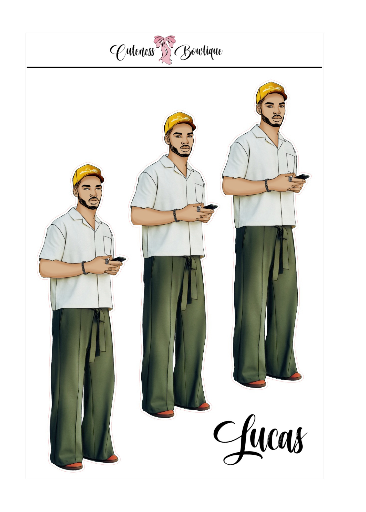  The Cuteness Squad Custom Sticker Sheet | Cuteness Planner Stickers for Agendas, Planners, Notebooks, Dividers | FLETCHER, GRANT, JAIMIE, JAMON, LUCAS, MEHKI, RAHEEM, THEO, TRISTIAN, NYKEEM