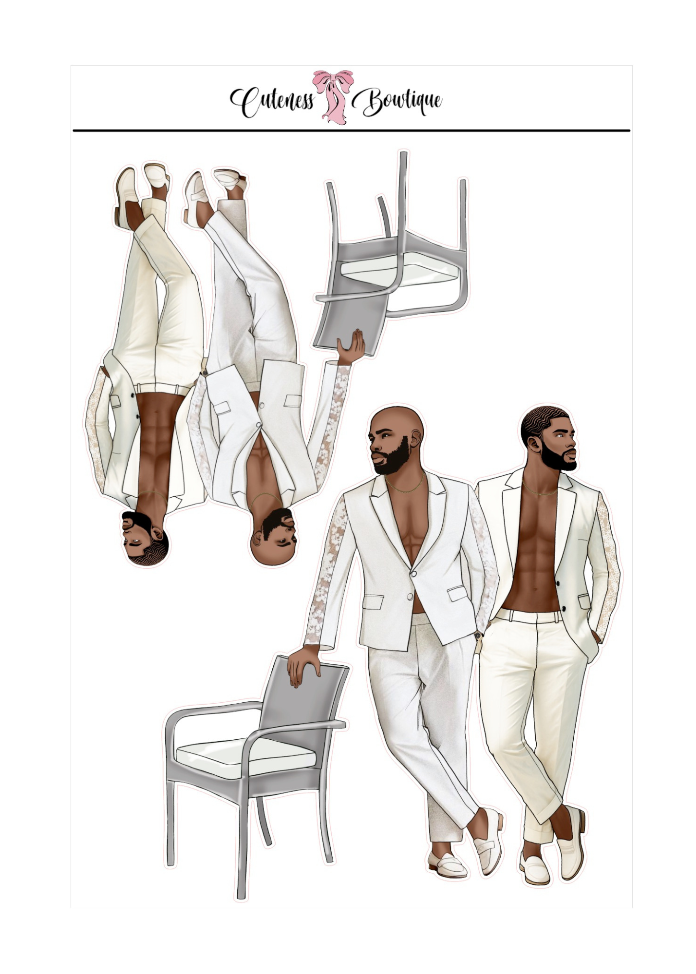 The  CUSTOM Cuteness Doll Collection Sticker Sheet | Cuteness Planner Stickers for Agendas, Planners, Notebooks, Dividers | JAIMIE & JAMON