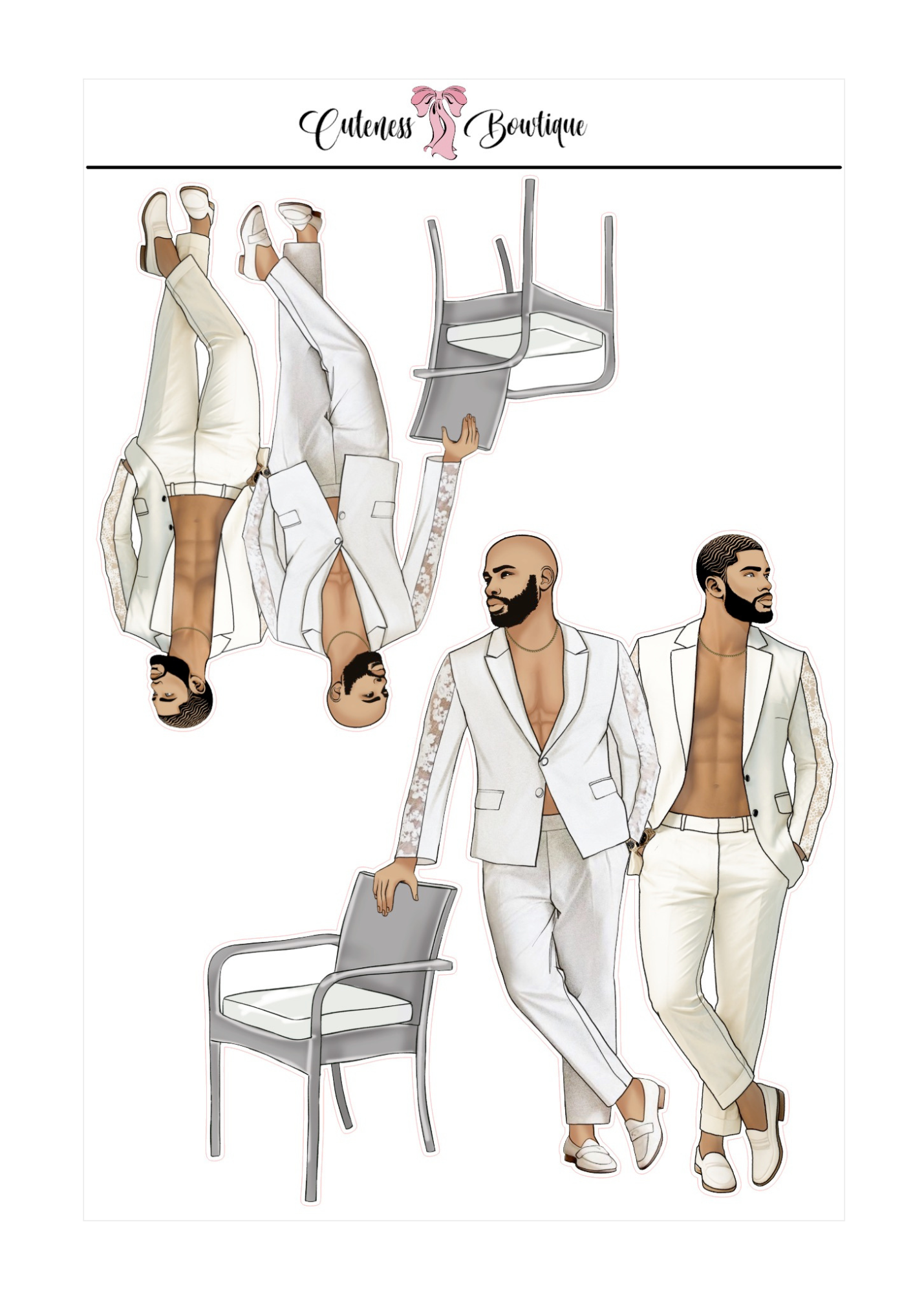 The  CUSTOM Cuteness Doll Collection Sticker Sheet | Cuteness Planner Stickers for Agendas, Planners, Notebooks, Dividers | JAIMIE & JAMON