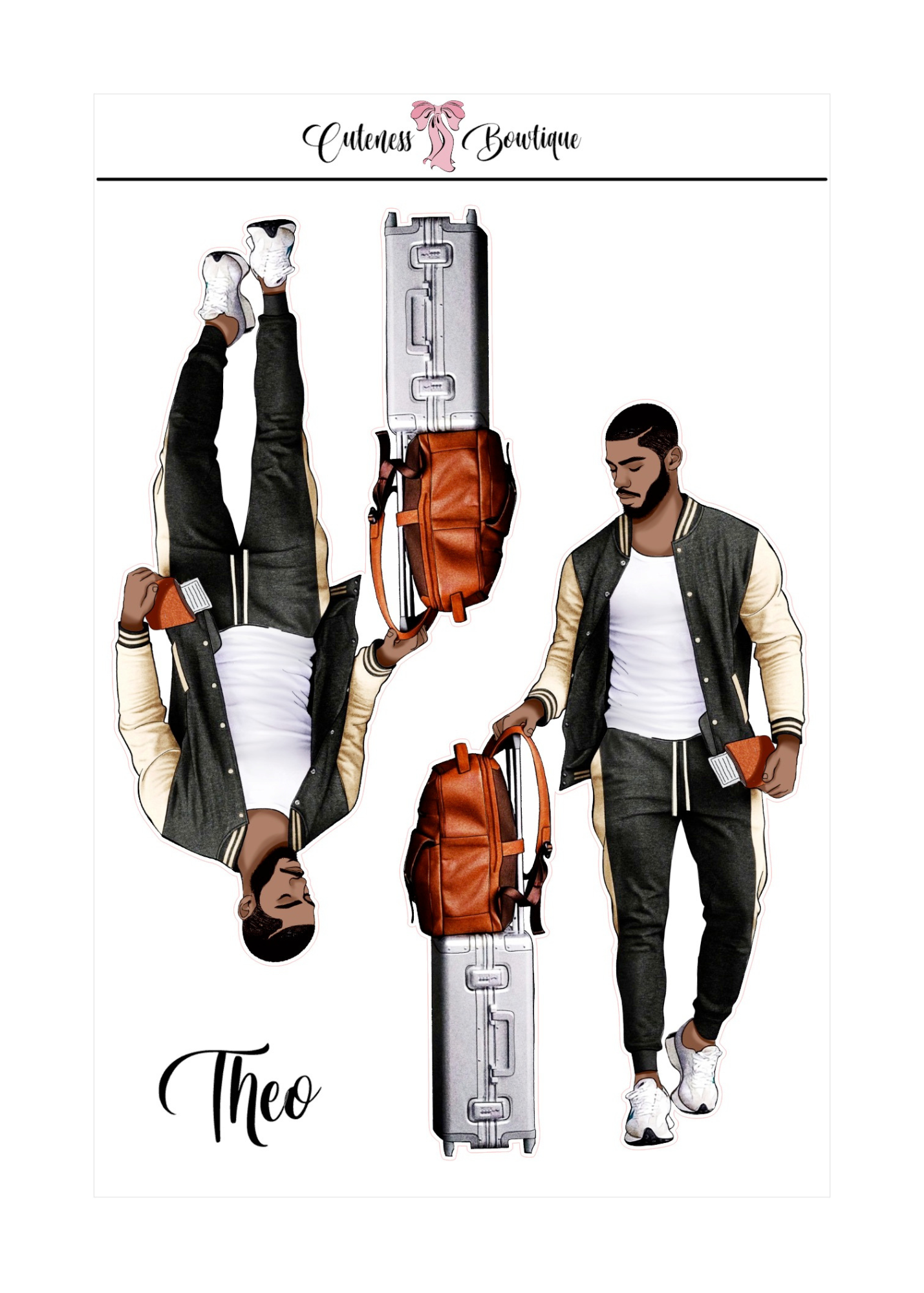  The Cuteness Squad Custom Sticker Sheet | Cuteness Planner Stickers for Agendas, Planners, Notebooks, Dividers | FLETCHER, GRANT, JAIMIE, JAMON, LUCAS, MEHKI, RAHEEM, THEO, TRISTIAN, NYKEEM