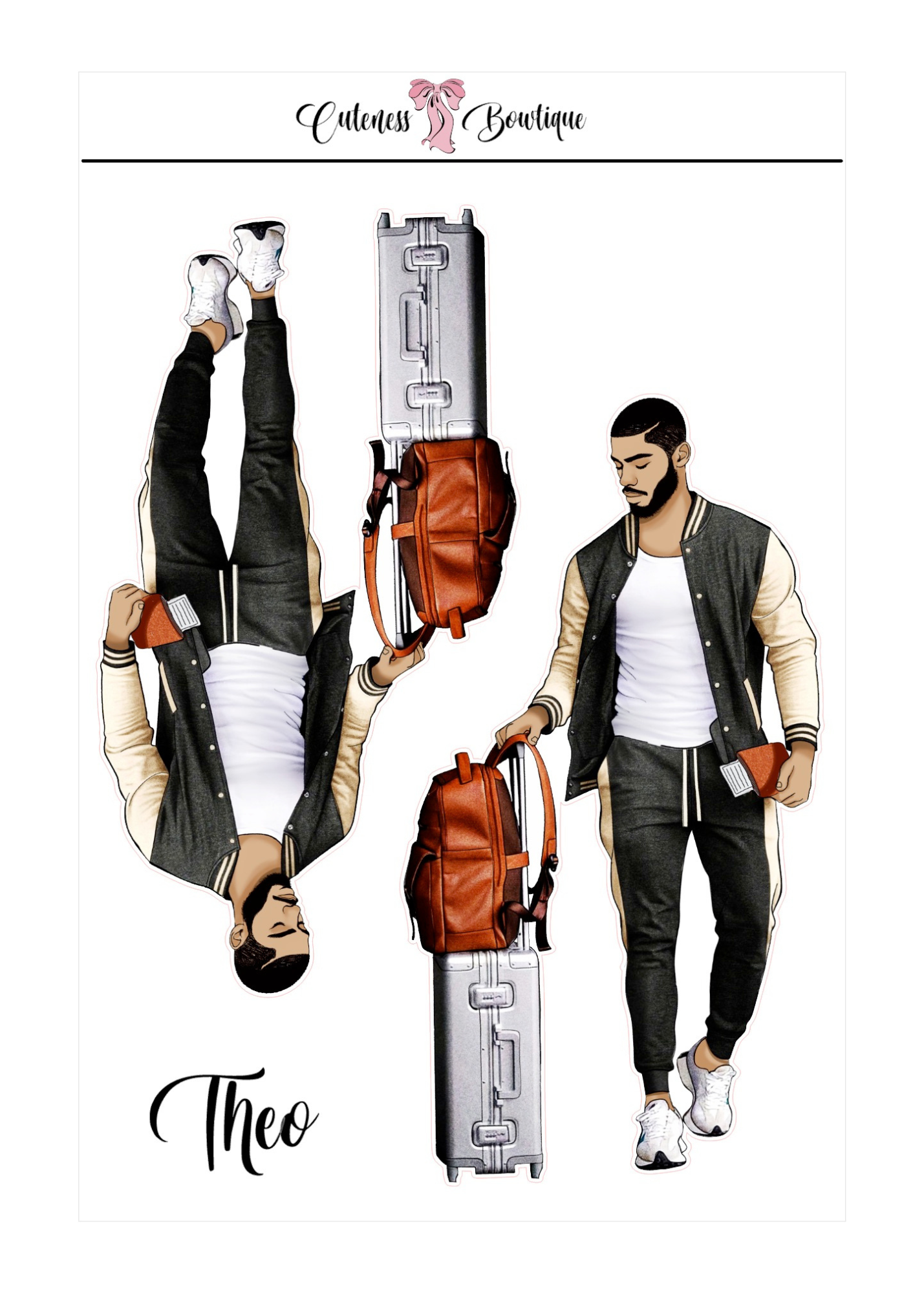  The Cuteness Squad Custom Sticker Sheet | Cuteness Planner Stickers for Agendas, Planners, Notebooks, Dividers | FLETCHER, GRANT, JAIMIE, JAMON, LUCAS, MEHKI, RAHEEM, THEO, TRISTIAN, NYKEEM