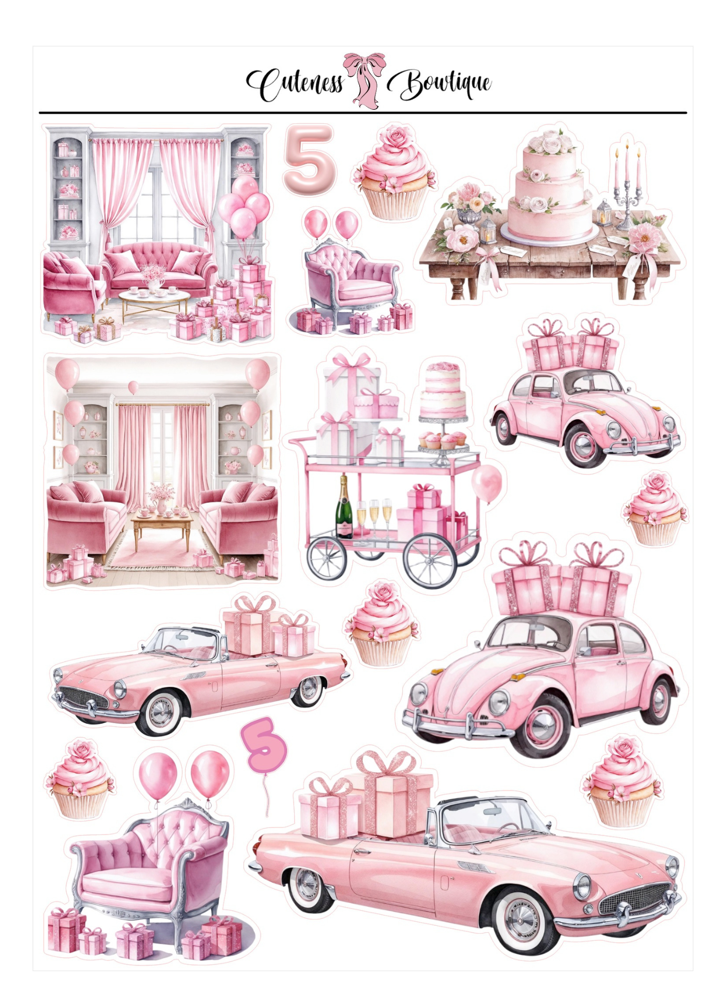 The  CUSTOM Cuteness Doll Collection Sticker Sheet | Cuteness Planner Stickers for Agendas, Planners, Notebooks, Dividers | PLANNER CUTIE COLLECTION