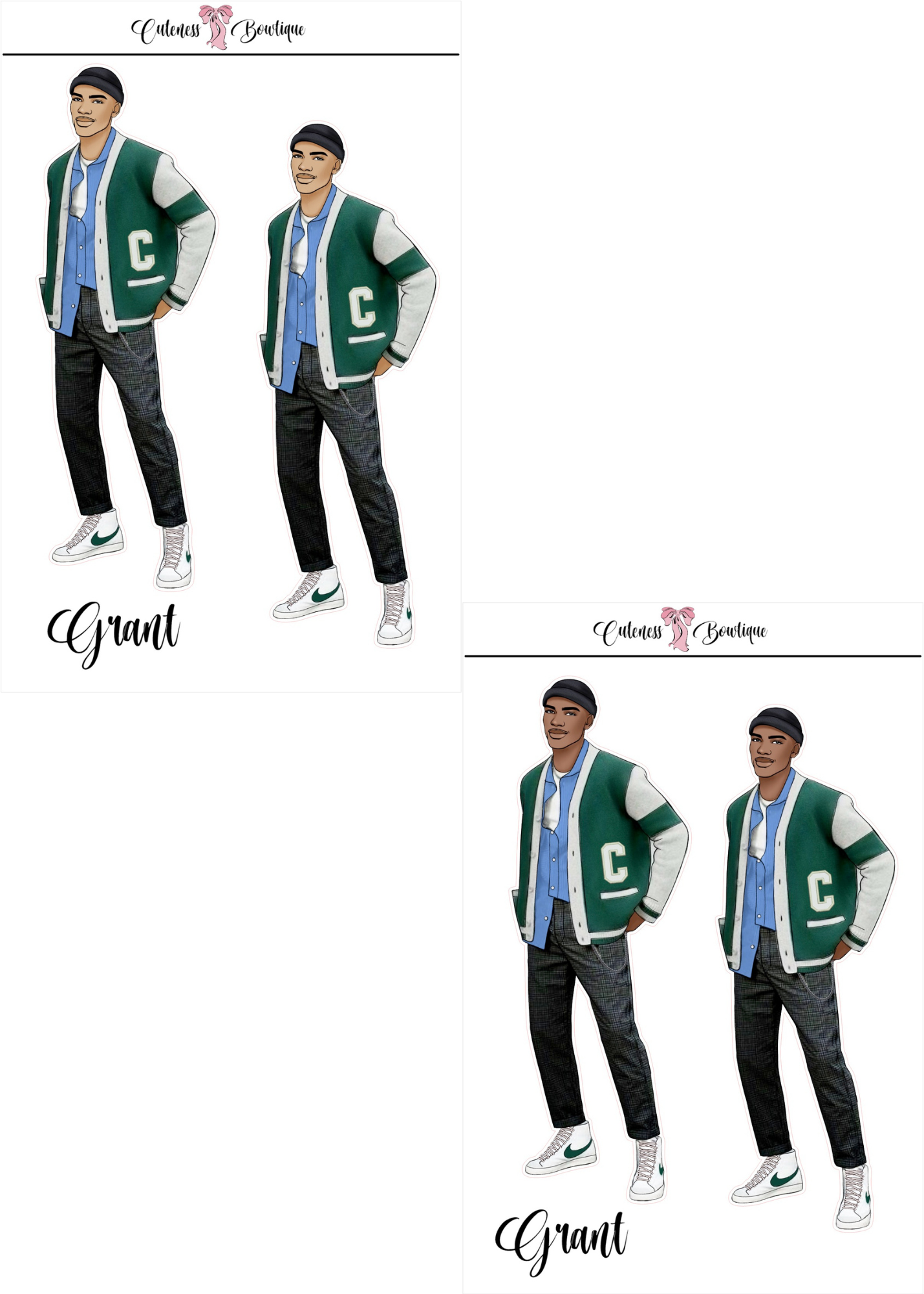  The Cuteness Squad Custom Sticker Sheet | Cuteness Planner Stickers for Agendas, Planners, Notebooks, Dividers | FLETCHER, GRANT, JAIMIE, JAMON, LUCAS, MEHKI, RAHEEM, THEO, TRISTIAN, NYKEEM