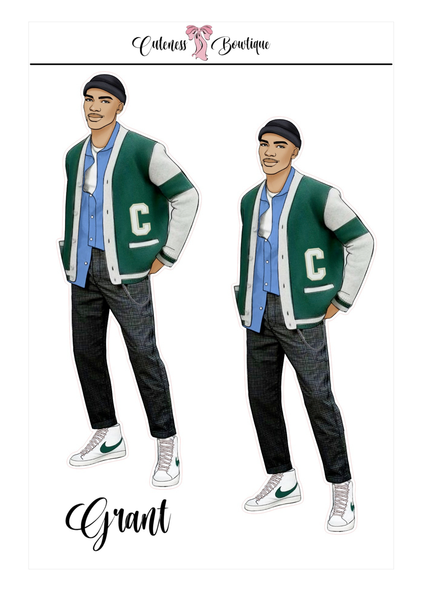  The Cuteness Squad Custom Sticker Sheet | Cuteness Planner Stickers for Agendas, Planners, Notebooks, Dividers | FLETCHER, GRANT, JAIMIE, JAMON, LUCAS, MEHKI, RAHEEM, THEO, TRISTIAN, NYKEEM