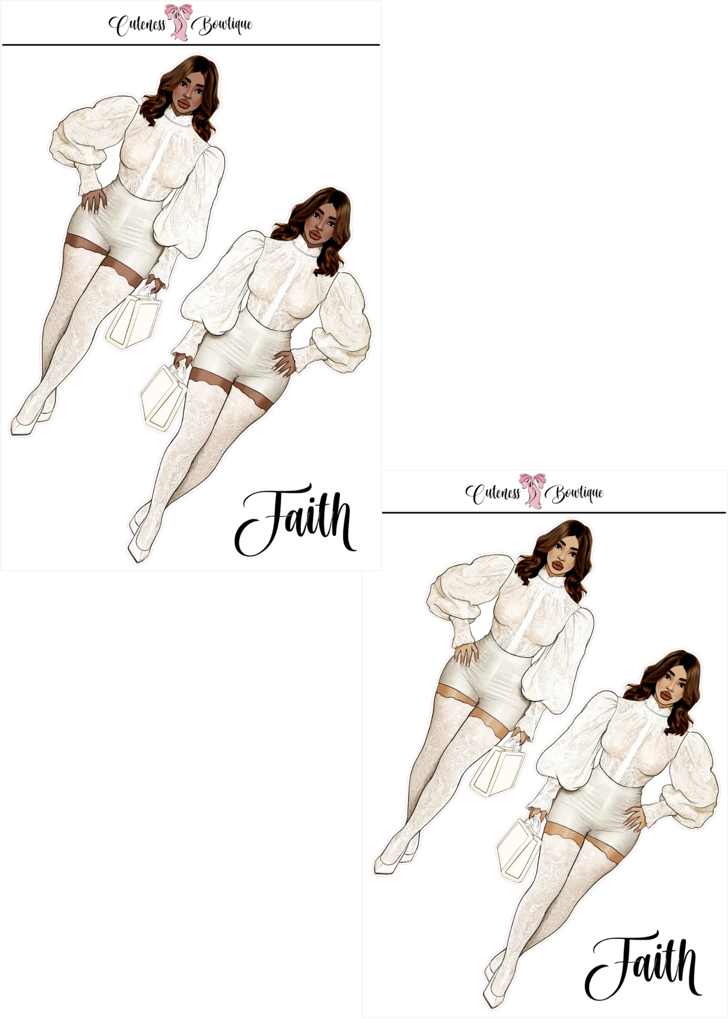 The  CUSTOM Cuteness Doll Collection Sticker Sheet | CHEYENNE, SAPPHIRE, LEXIE, FAITH, MISTY, JONELLE, PAYTON, ZARA, TARANA