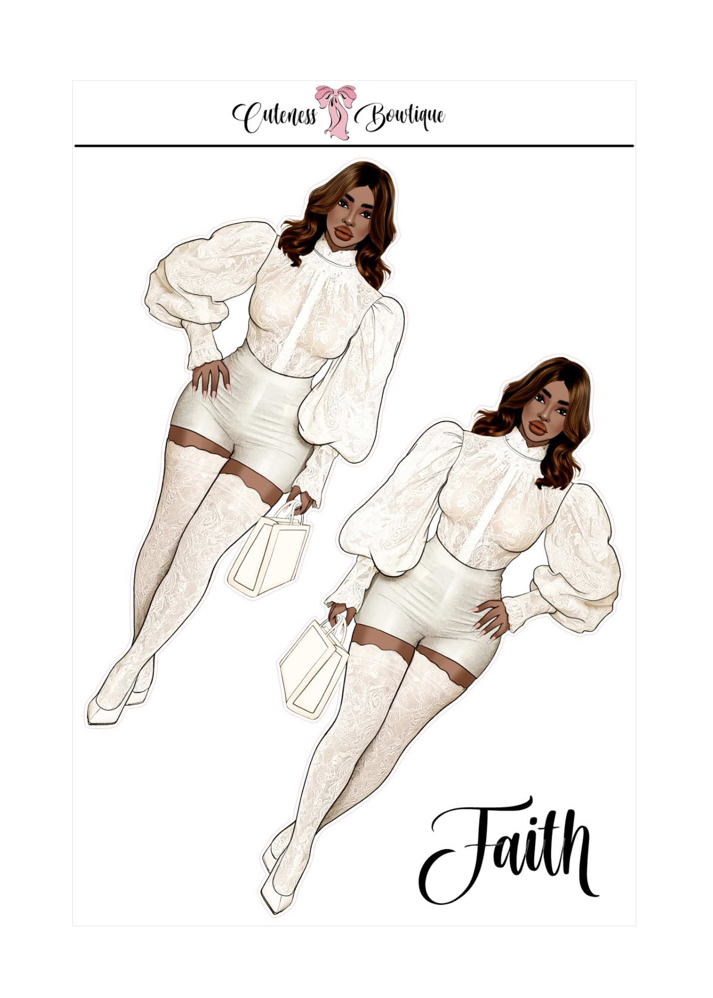 The  CUSTOM Cuteness Doll Collection Sticker Sheet | CHEYENNE, SAPPHIRE, LEXIE, FAITH, MISTY, JONELLE, PAYTON, ZARA, TARANA