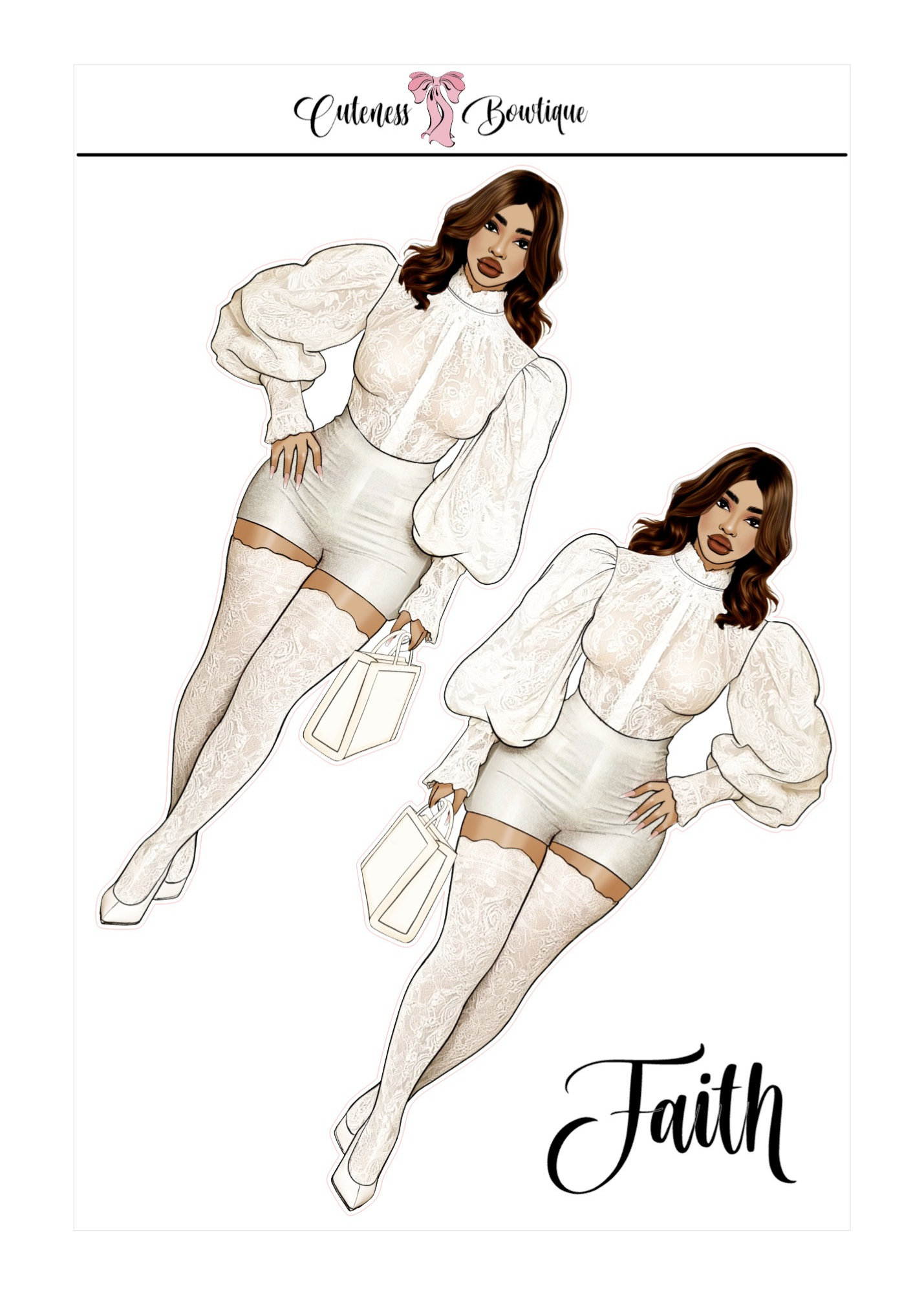 The  CUSTOM Cuteness Doll Collection Sticker Sheet | CHEYENNE, SAPPHIRE, LEXIE, FAITH, MISTY, JONELLE, PAYTON, ZARA, TARANA