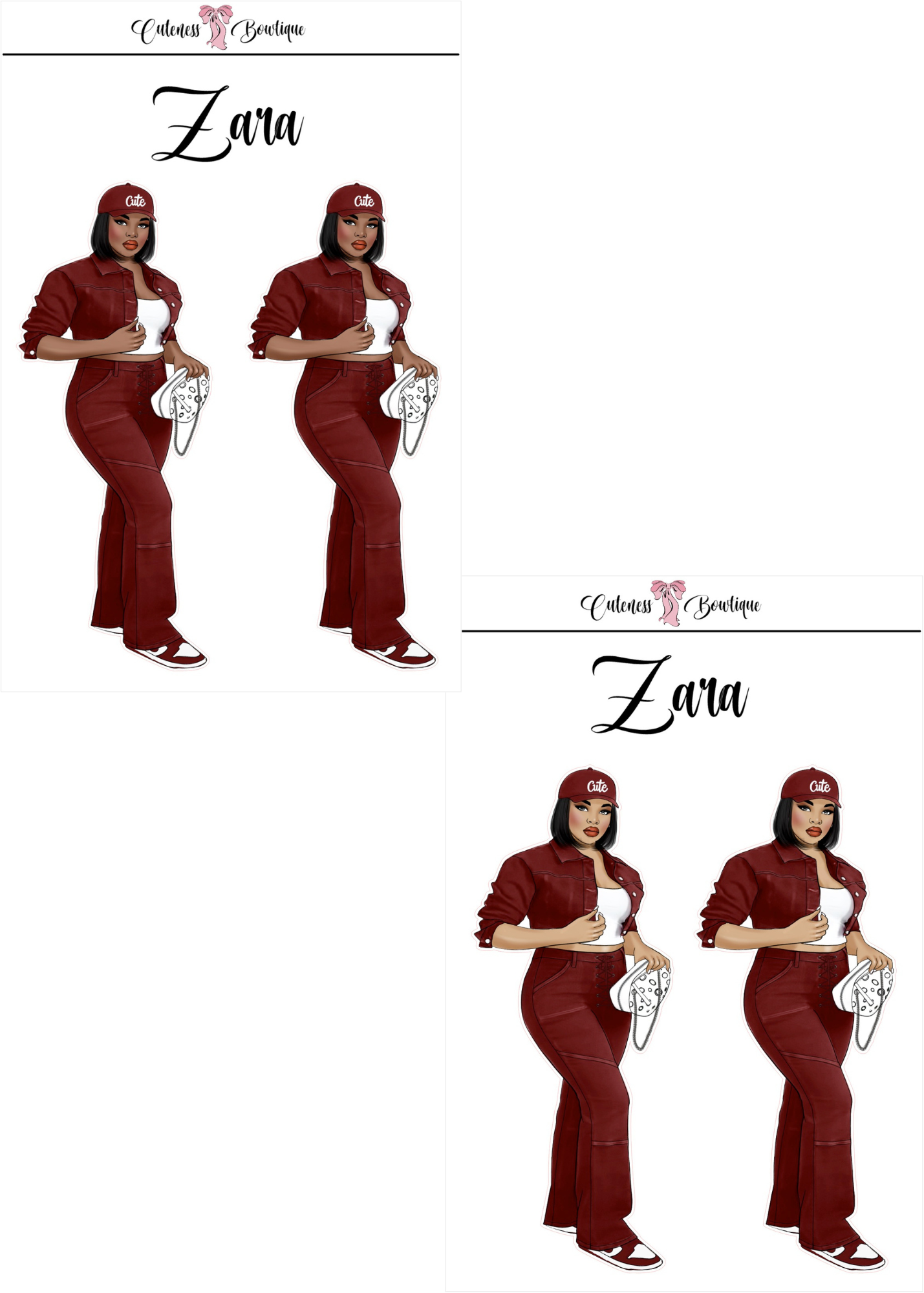 The  CUSTOM Cuteness Doll Collection Sticker Sheet | CHEYENNE, SAPPHIRE, LEXIE, FAITH, MISTY, JONELLE, PAYTON, ZARA, TARANA