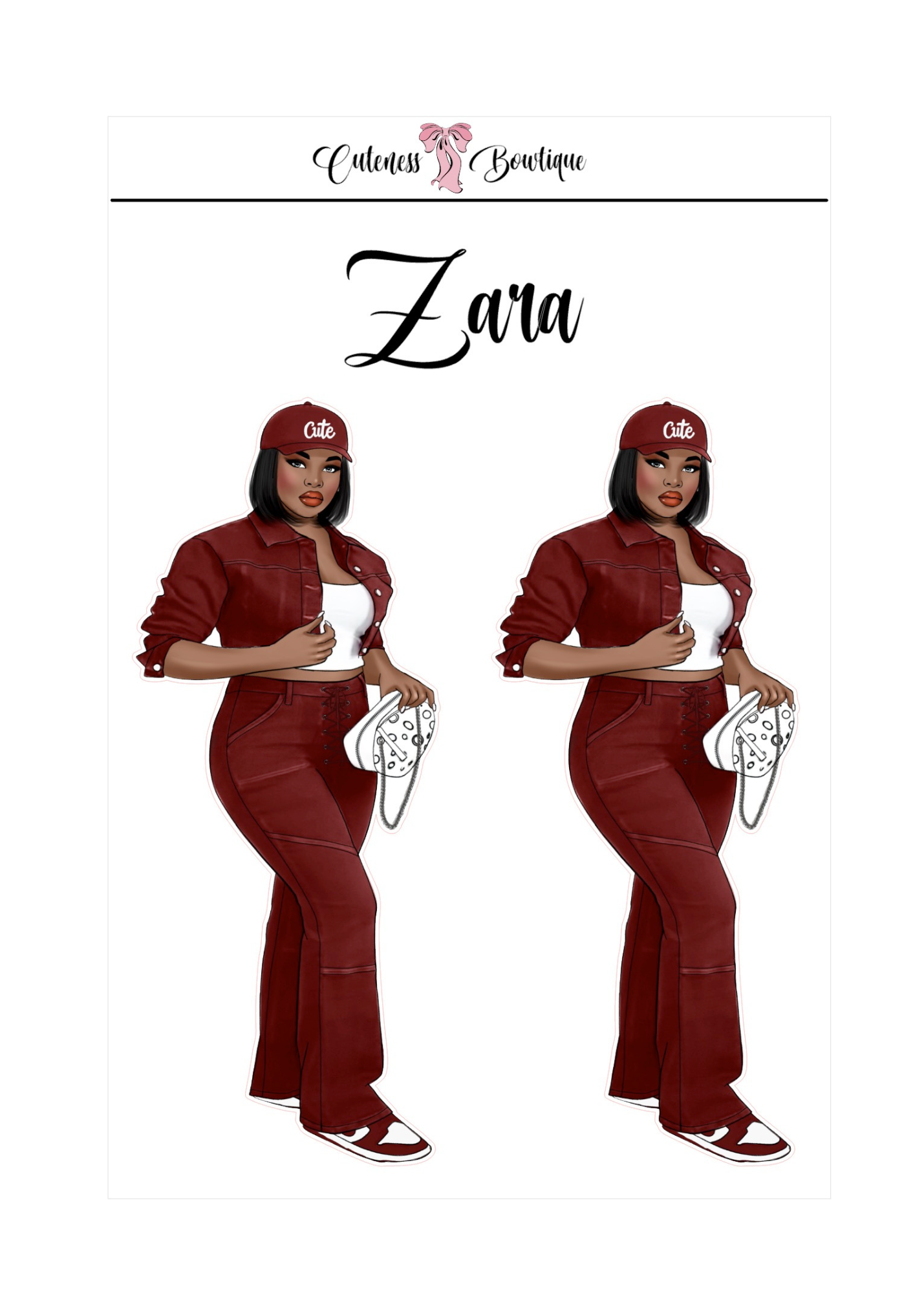 The  CUSTOM Cuteness Doll Collection Sticker Sheet | CHEYENNE, SAPPHIRE, LEXIE, FAITH, MISTY, JONELLE, PAYTON, ZARA, TARANA