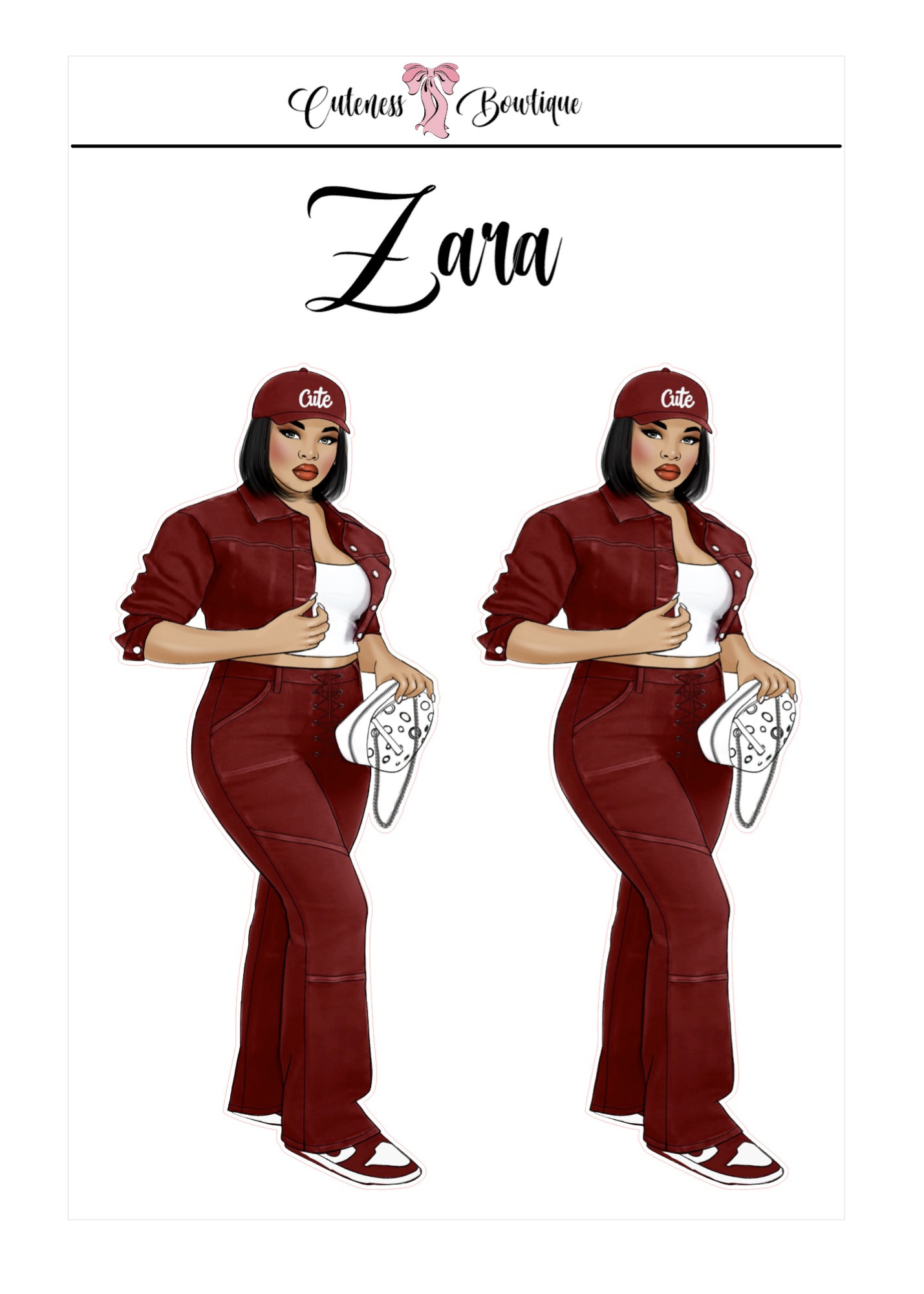 The  CUSTOM Cuteness Doll Collection Sticker Sheet | CHEYENNE, SAPPHIRE, LEXIE, FAITH, MISTY, JONELLE, PAYTON, ZARA, TARANA