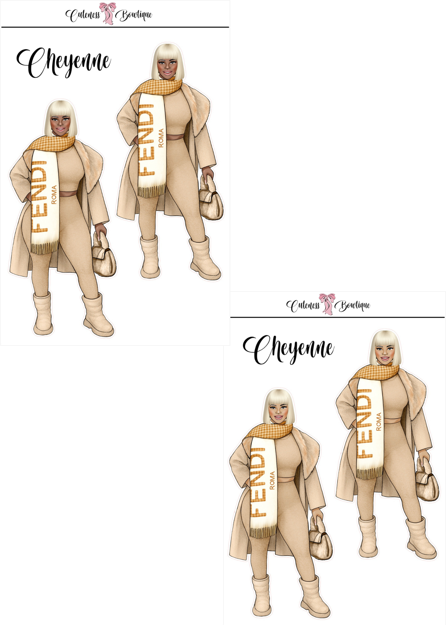 The  CUSTOM Cuteness Doll Collection Sticker Sheet | CHEYENNE, SAPPHIRE, LEXIE, FAITH, MISTY, JONELLE, PAYTON, ZARA, TARANA