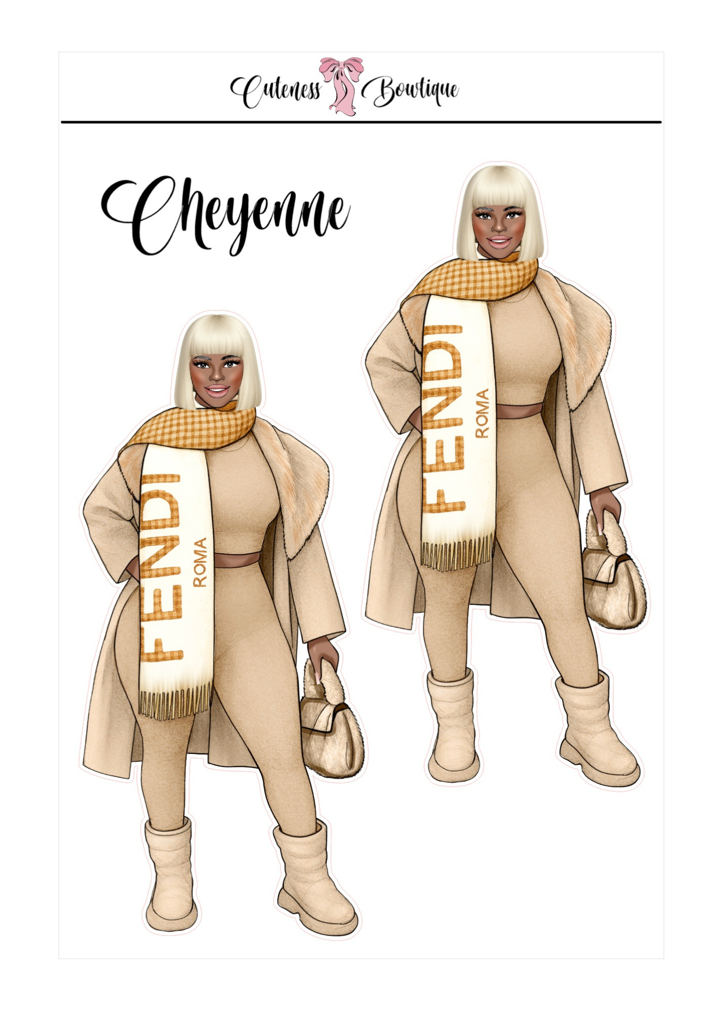 The  CUSTOM Cuteness Doll Collection Sticker Sheet | CHEYENNE, SAPPHIRE, LEXIE, FAITH, MISTY, JONELLE, PAYTON, ZARA, TARANA