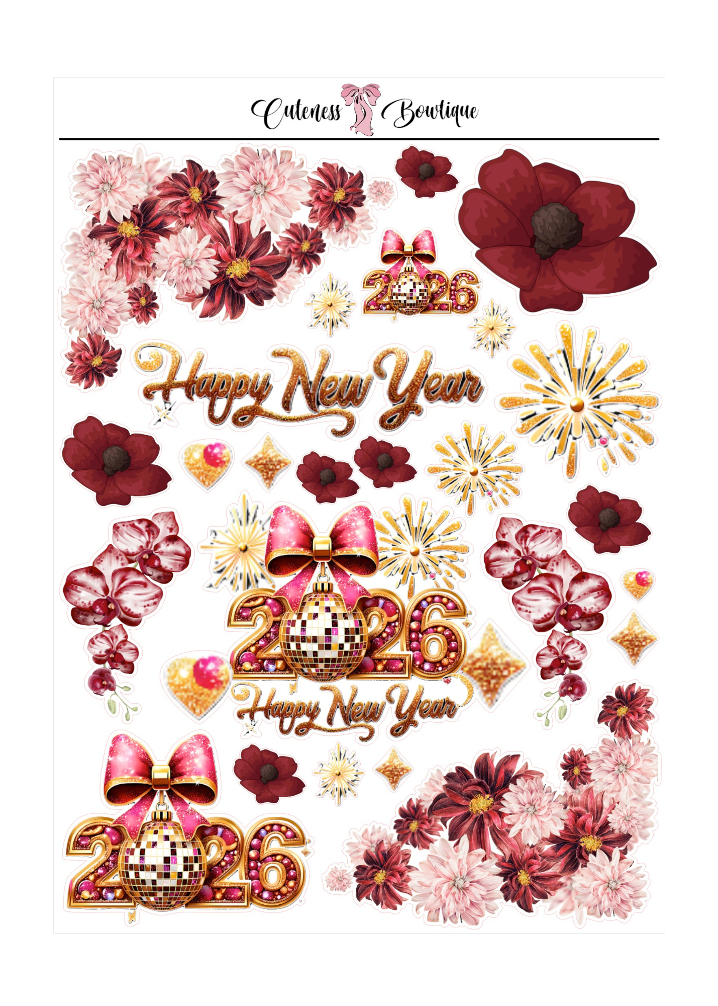 The Cuteness Journaling  Sticker Sheet | Cuteness Planner Stickers for Agendas, Planners, Notebooks, Dividers |