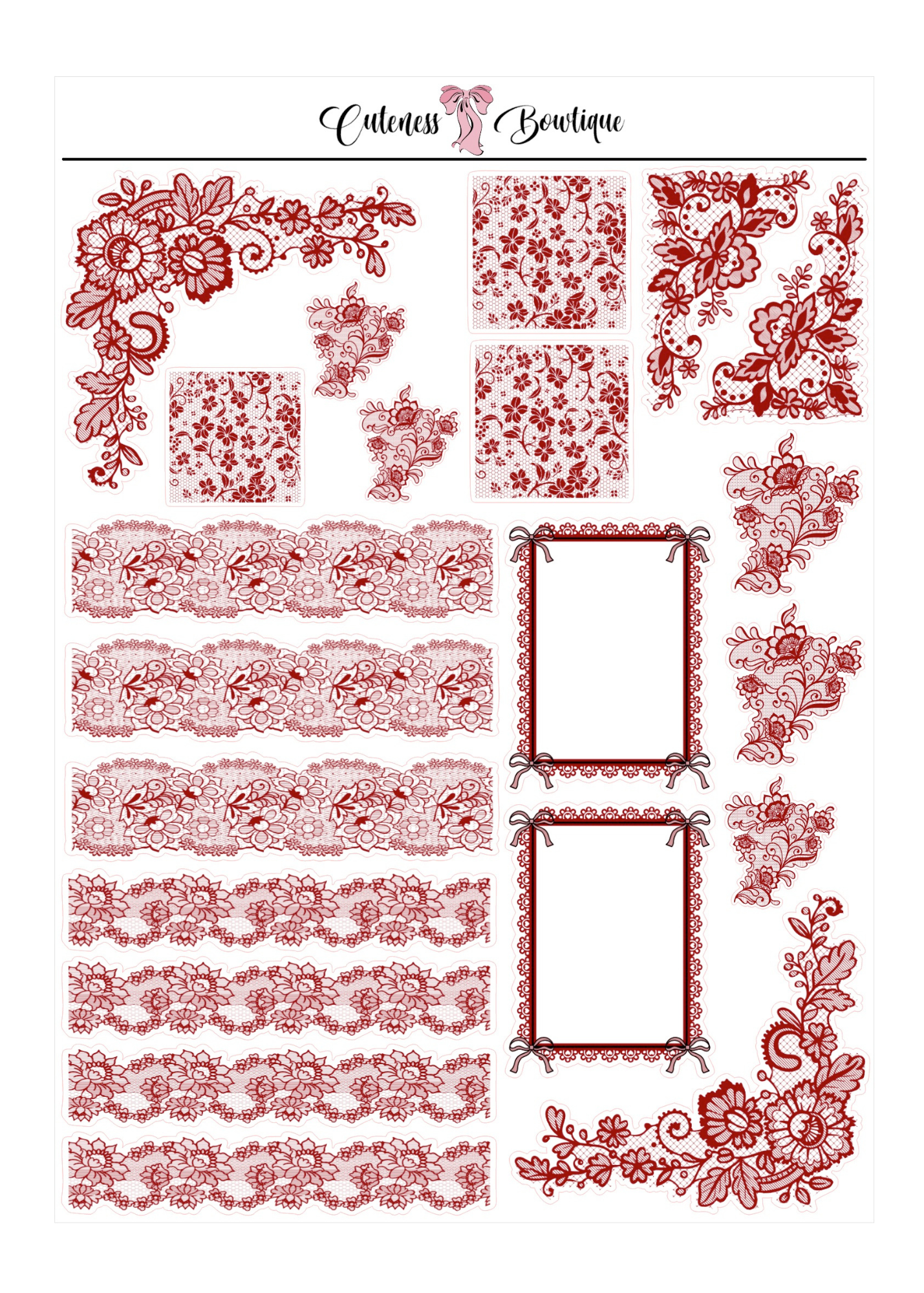 The Cuteness Journaling  Sticker Sheet | Cuteness Planner Stickers for Agendas, Planners, Notebooks, Dividers |