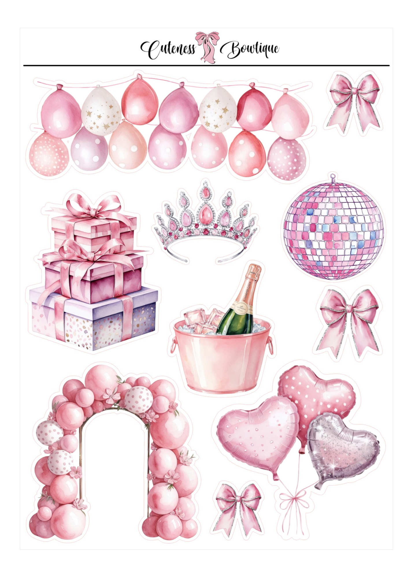 The  CUSTOM Cuteness Doll Collection Sticker Sheet | Cuteness Planner Stickers for Agendas, Planners, Notebooks, Dividers | PLANNER CUTIE COLLECTION