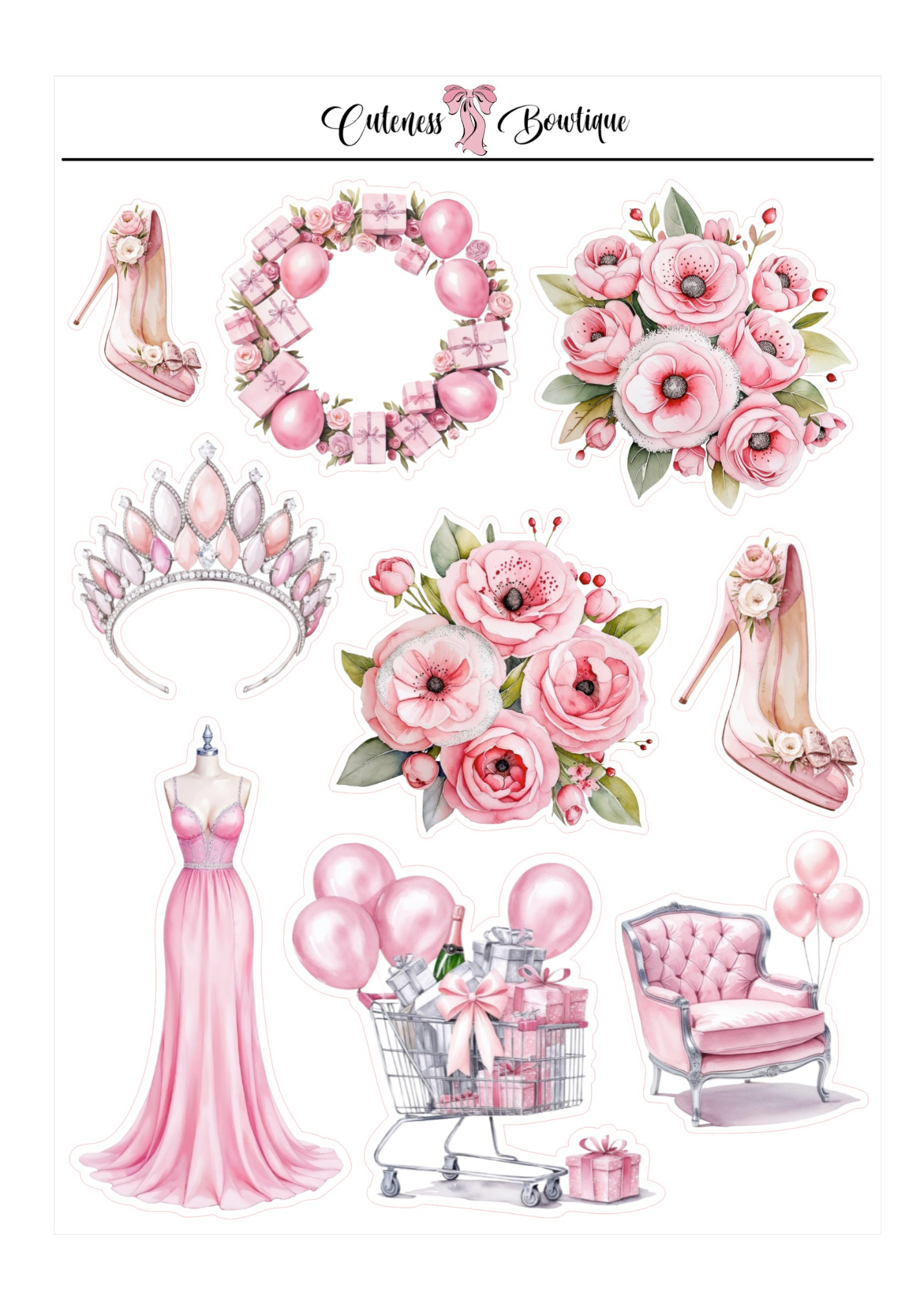 The  CUSTOM Cuteness Doll Collection Sticker Sheet | Cuteness Planner Stickers for Agendas, Planners, Notebooks, Dividers | PLANNER CUTIE COLLECTION