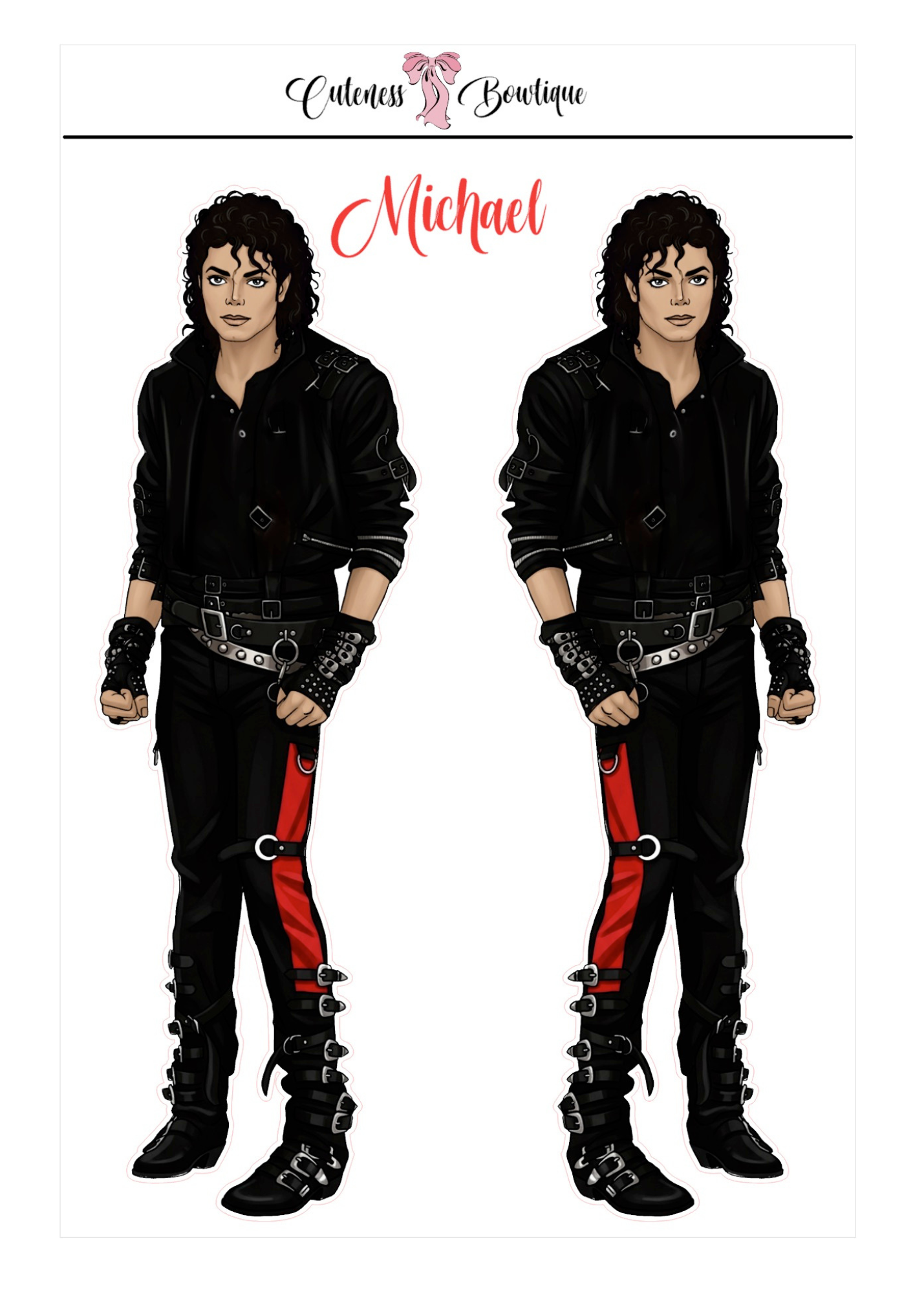 The Cuteness CUSTOM Doll Collection Sticker Sheet | Cuteness Planner Stickers for Agendas, Planners, Notebooks, Dividers | MICHAEL JACKSON WHO'S BAD COLLECTION