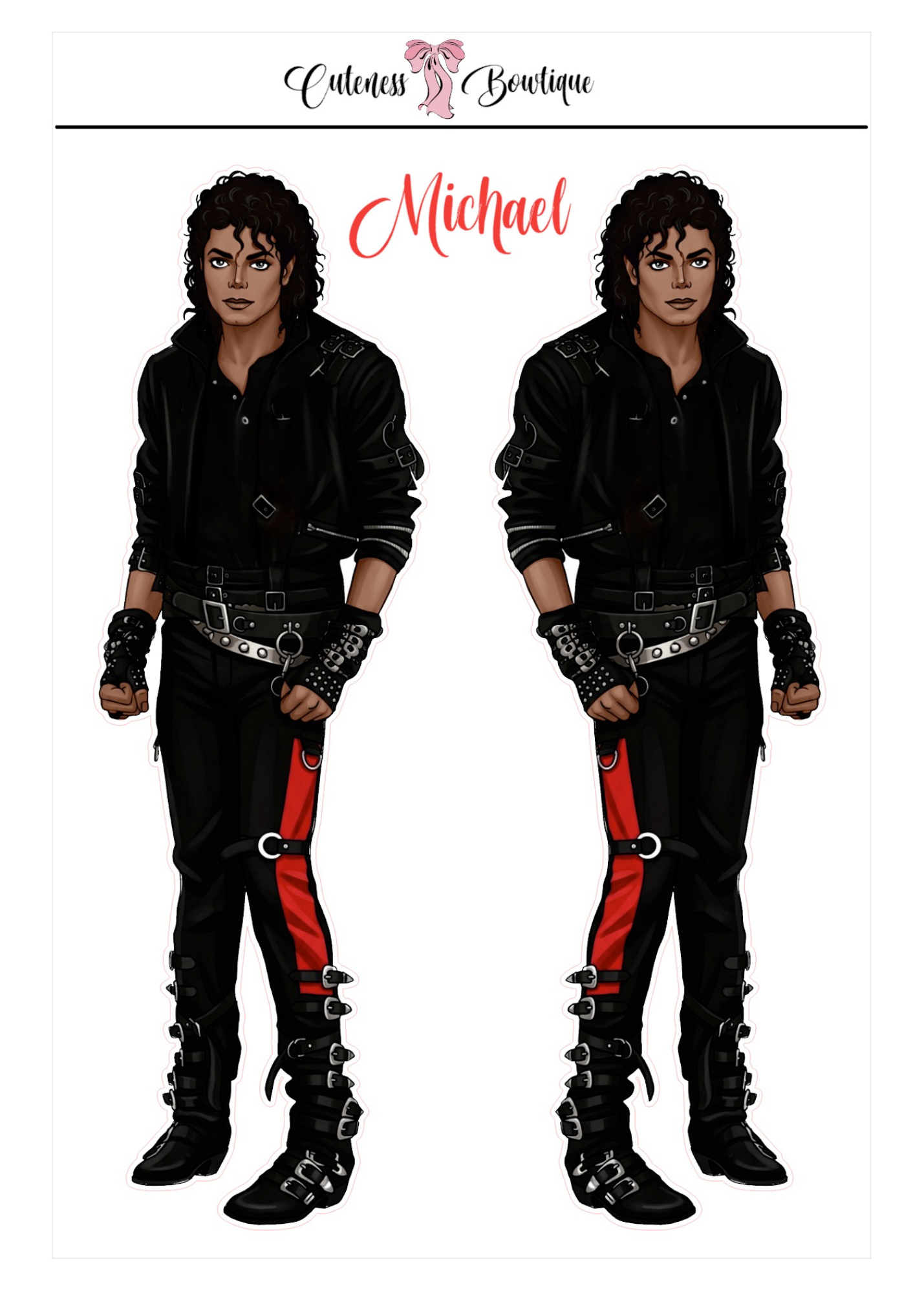 The Cuteness CUSTOM Doll Collection Sticker Sheet | Cuteness Planner Stickers for Agendas, Planners, Notebooks, Dividers | MICHAEL JACKSON WHO'S BAD COLLECTION