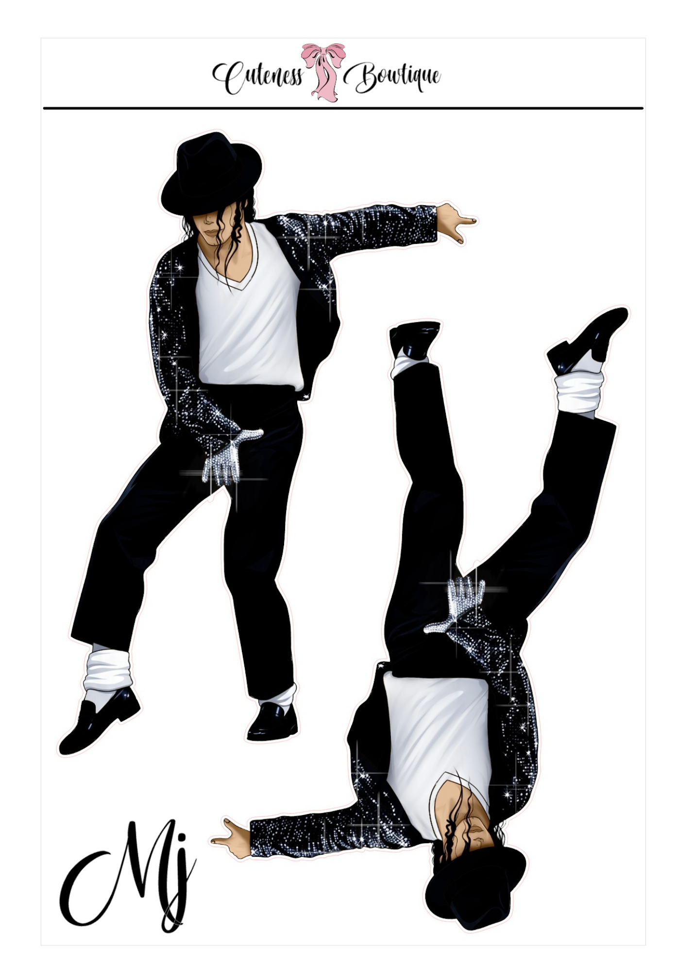 The Cuteness CUSTOM Doll Collection Sticker Sheet | Cuteness Planner Stickers for Agendas, Planners, Notebooks, Dividers | MICHAEL JACKSON WHO'S BAD COLLECTION
