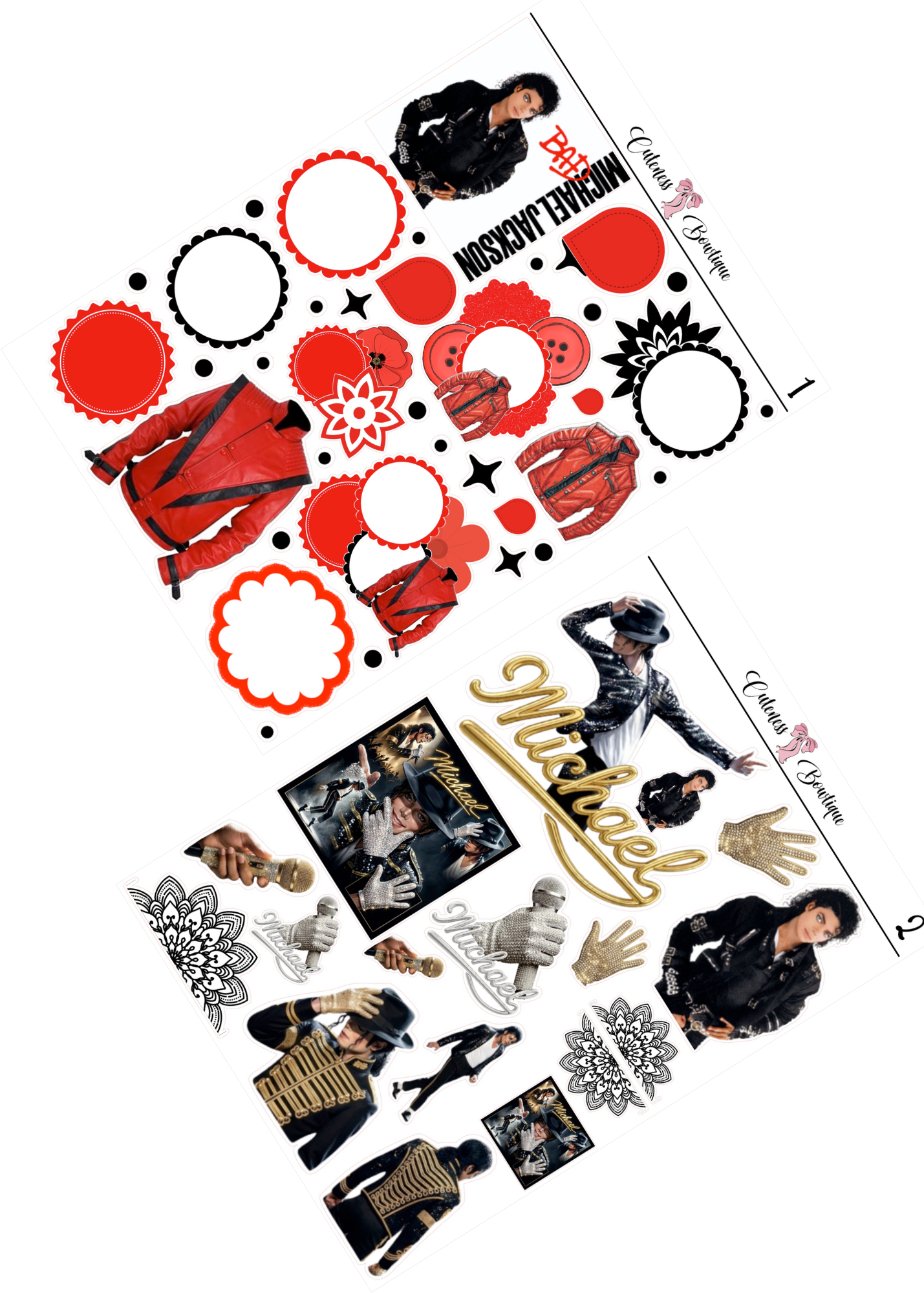 The Cuteness CUSTOM Doll Collection Sticker Sheet | Cuteness Planner Stickers for Agendas, Planners, Notebooks, Dividers | MICHAEL JACKSON WHO'S BAD COLLECTION