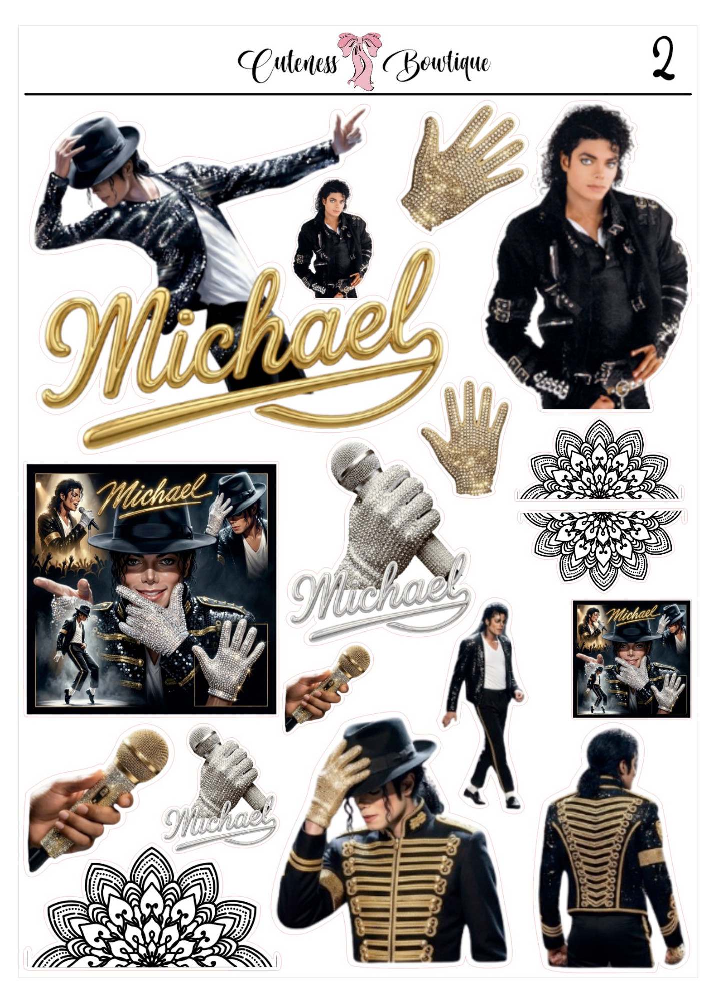 The Cuteness CUSTOM Doll Collection Sticker Sheet | Cuteness Planner Stickers for Agendas, Planners, Notebooks, Dividers | MICHAEL JACKSON WHO'S BAD COLLECTION