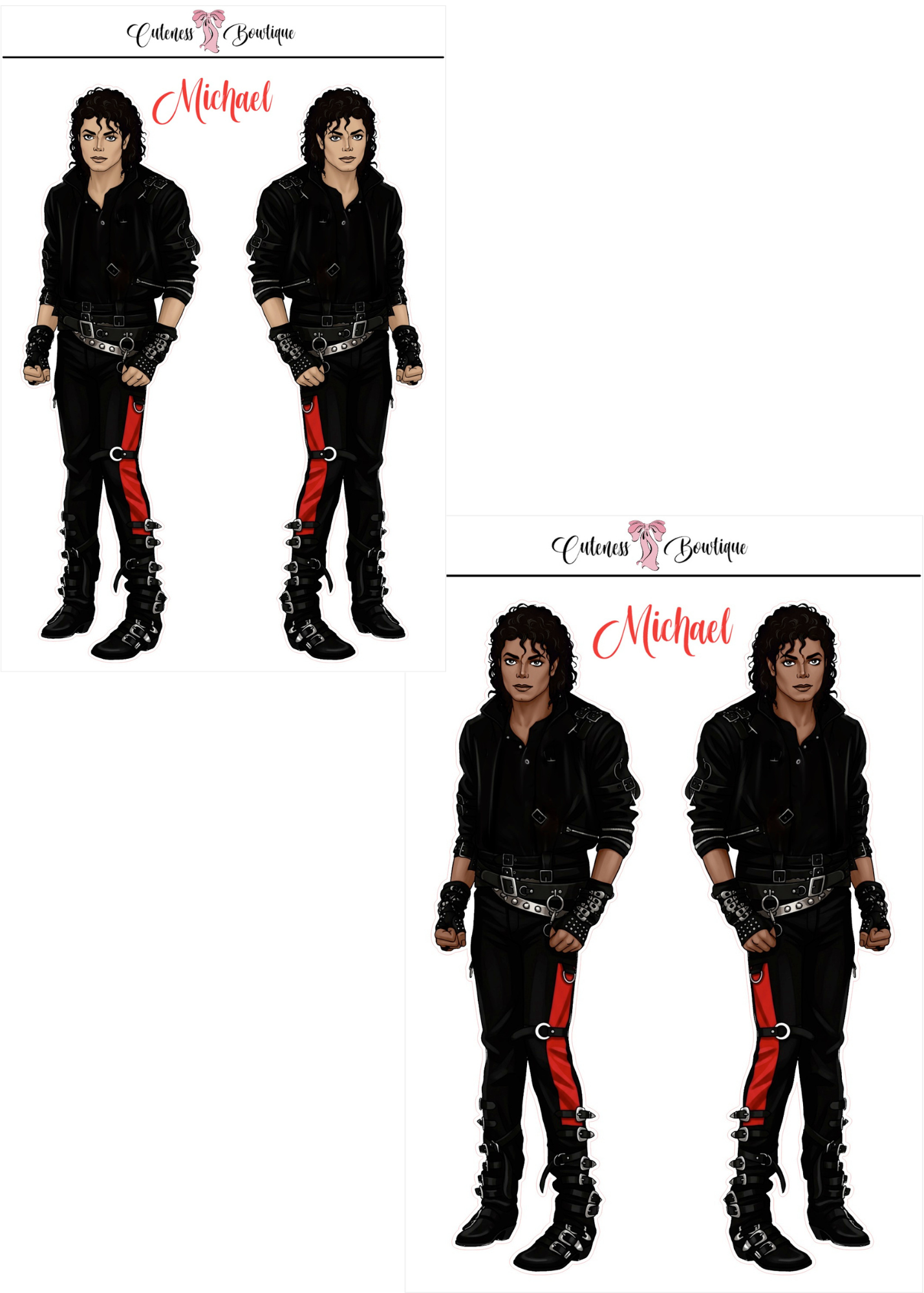 The Cuteness CUSTOM Doll Collection Sticker Sheet | Cuteness Planner Stickers for Agendas, Planners, Notebooks, Dividers | MICHAEL JACKSON WHO'S BAD COLLECTION