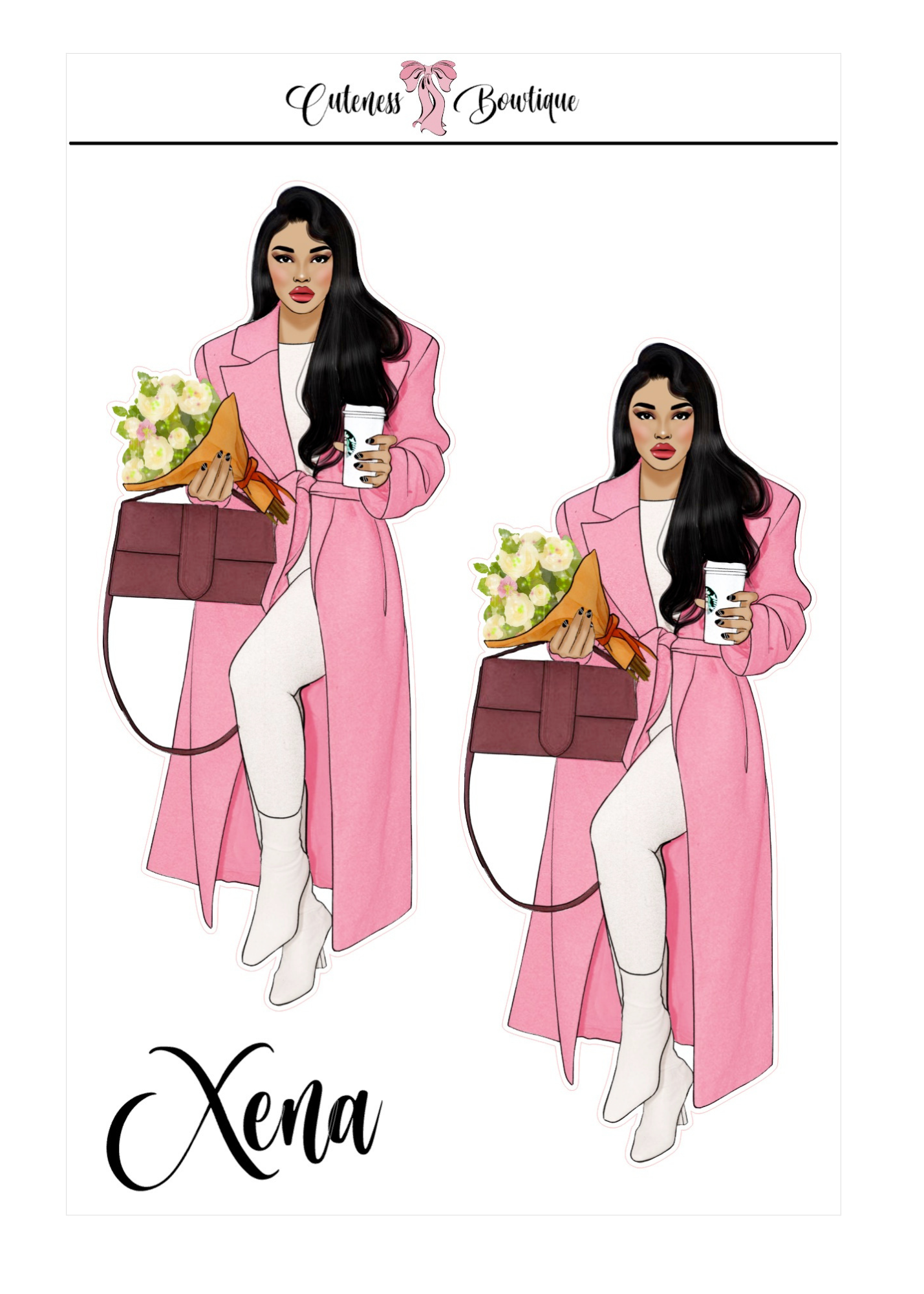 The  CUSTOM Cuteness Doll Collection Sticker Sheet | Cuteness Planner Stickers for Agendas, Planners, Notebooks, Dividers | DANNY, BLISSFUL, KIRK, NAOMI, NOELLE, XENA, TUCKER, NOVA