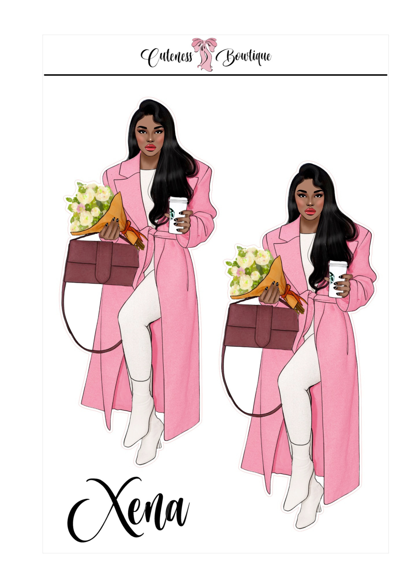 The  CUSTOM Cuteness Doll Collection Sticker Sheet | Cuteness Planner Stickers for Agendas, Planners, Notebooks, Dividers | DANNY, BLISSFUL, KIRK, NAOMI, NOELLE, XENA, TUCKER, NOVA