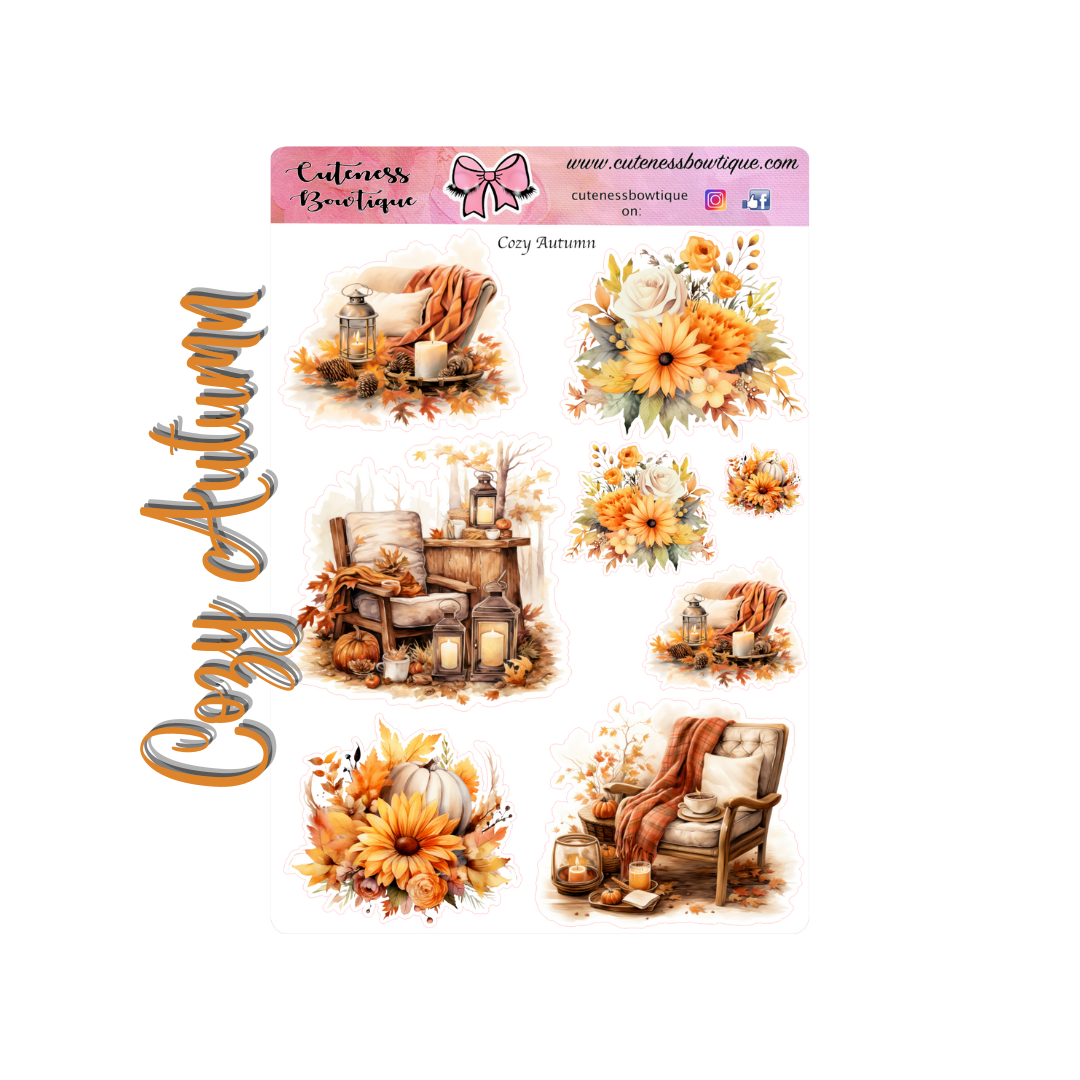 The Cuteness Doll Collection Sticker Sheet | Cuteness Planner Stickers for Agendas, Planners, Notebooks, Dividers | COZY AUTUMN