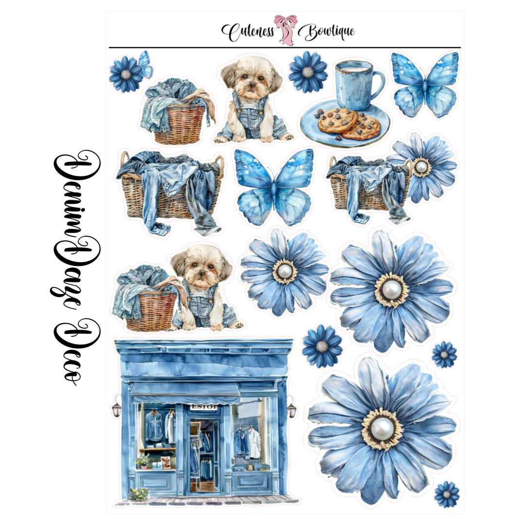 The Cuteness Journaling  Sticker Sheet | Cuteness Planner Stickers for Agendas, Planners, Notebooks, Dividers | DENIM DAZE DECO