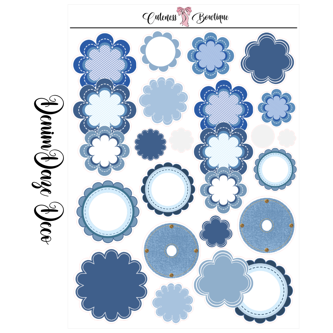 The Cuteness Journaling  Sticker Sheet | Cuteness Planner Stickers for Agendas, Planners, Notebooks, Dividers | DENIM DAZE DECO