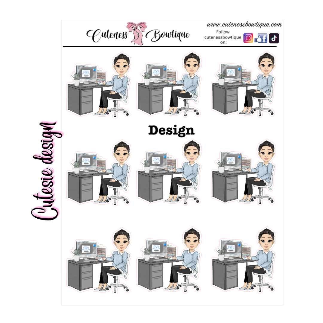 The Cutie Line Icon Sticker Sheet | Cuteness Planner Stickers for Agendas, Planners, Notebooks, Dividers |  CUTESIE