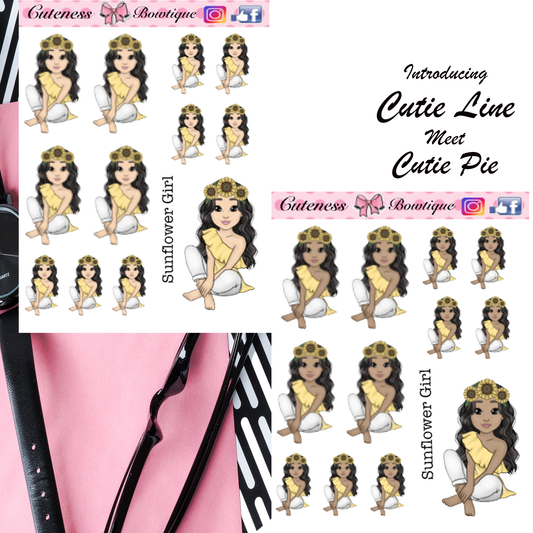 The Cutie Line Icon Sticker Sheet | Cuteness Planner Stickers for Agendas, Planners, Notebooks, Dividers | SUNFLOWER GIRL