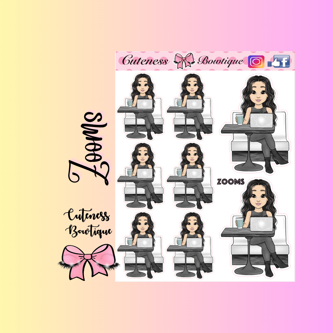 The Cutie Line Icon Sticker Sheet | Cuteness Planner Stickers for Agendas, Planners, Notebooks, Dividers | CUTIE PIE ZOOMS