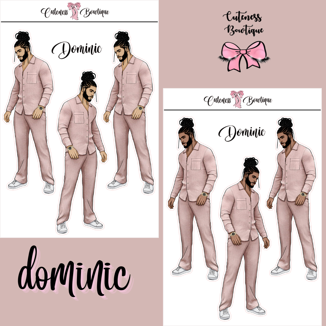 The  CUSTOM Cuteness Doll Collection Sticker Sheet | Cuteness Planner Stickers for Agendas, Planners, Notebooks, Dividers | DOMINIC