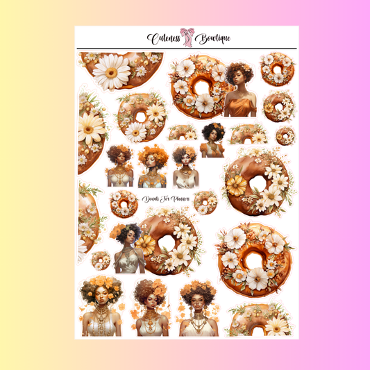The Cuteness Journaling  Sticker Sheet | Cuteness Planner Stickers for Agendas, Planners, Notebooks, Dividers | DONUTS FOR PLANNERS