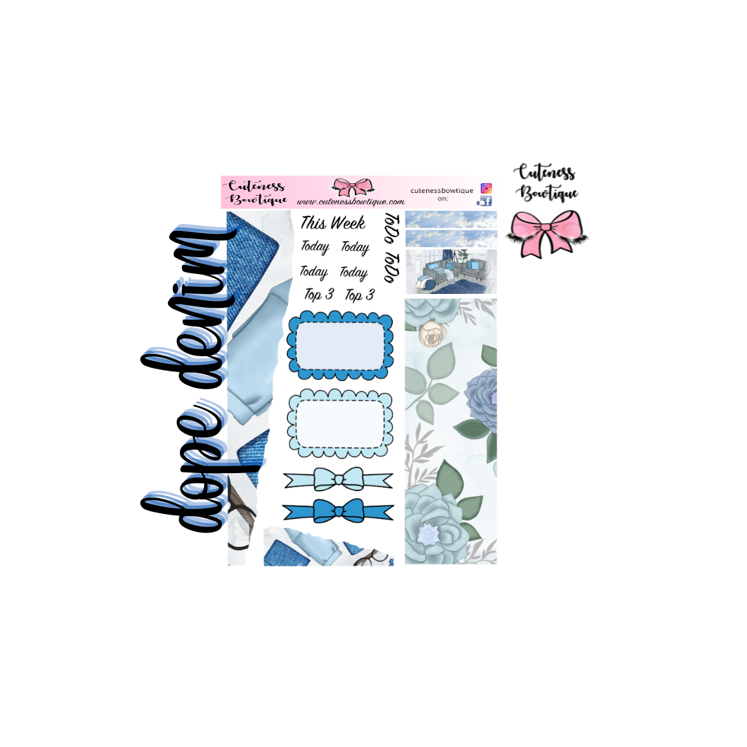 The  Cuteness KITS I Collection Sticker Sheet | Cuteness Planner Stickers for Agendas, Planners, Notebooks, Dividers | DOPE DENIM