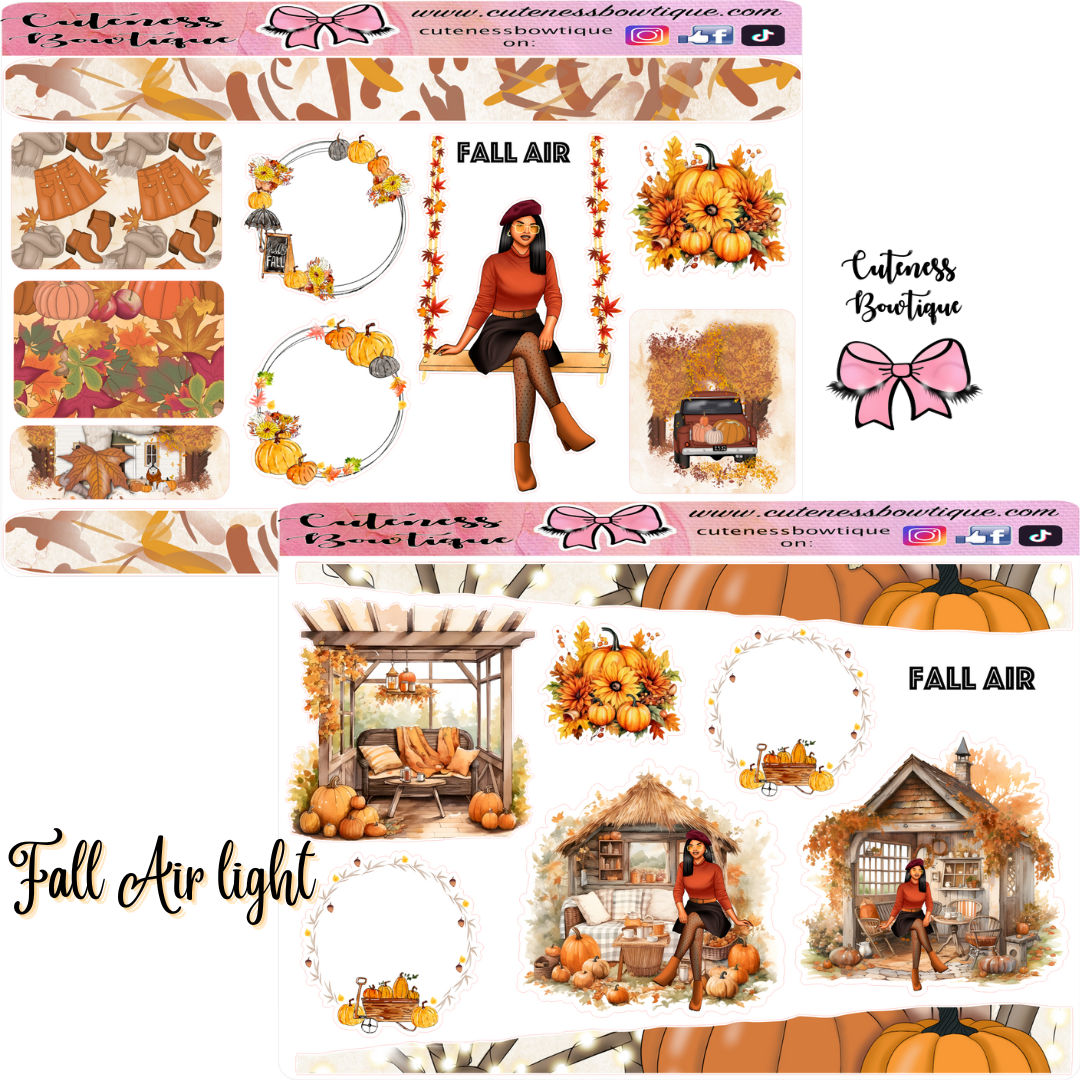 The Cuteness Journaling  Sticker Sheet | Cuteness Planner Stickers for Agendas, Planners, Notebooks, Dividers | FALL AIR
