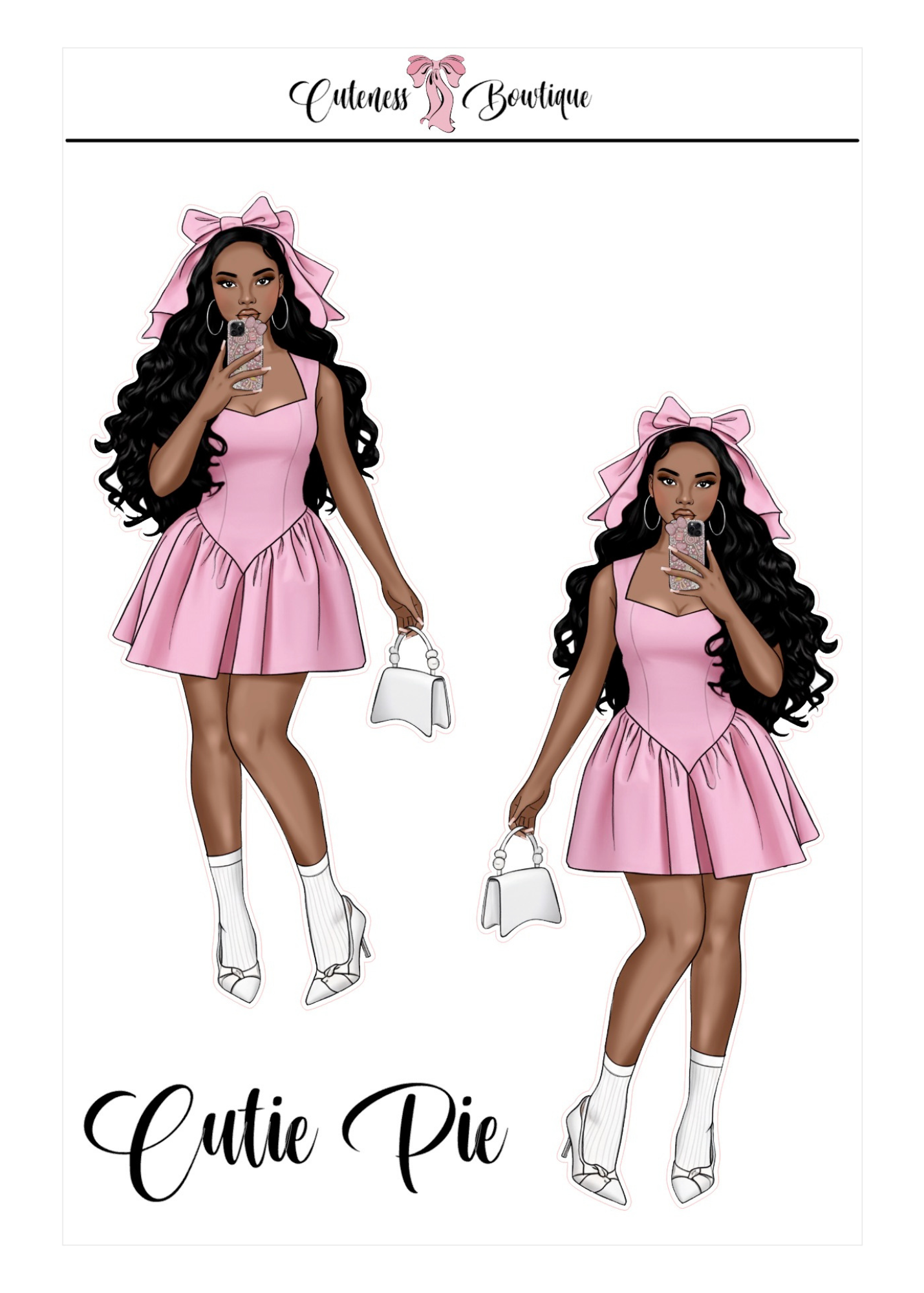 The  CUSTOM Cuteness Doll Collection Sticker Sheet | Cuteness Planner Stickers for Agendas, Planners, Notebooks, Dividers | SPRING INTO CUTENESS