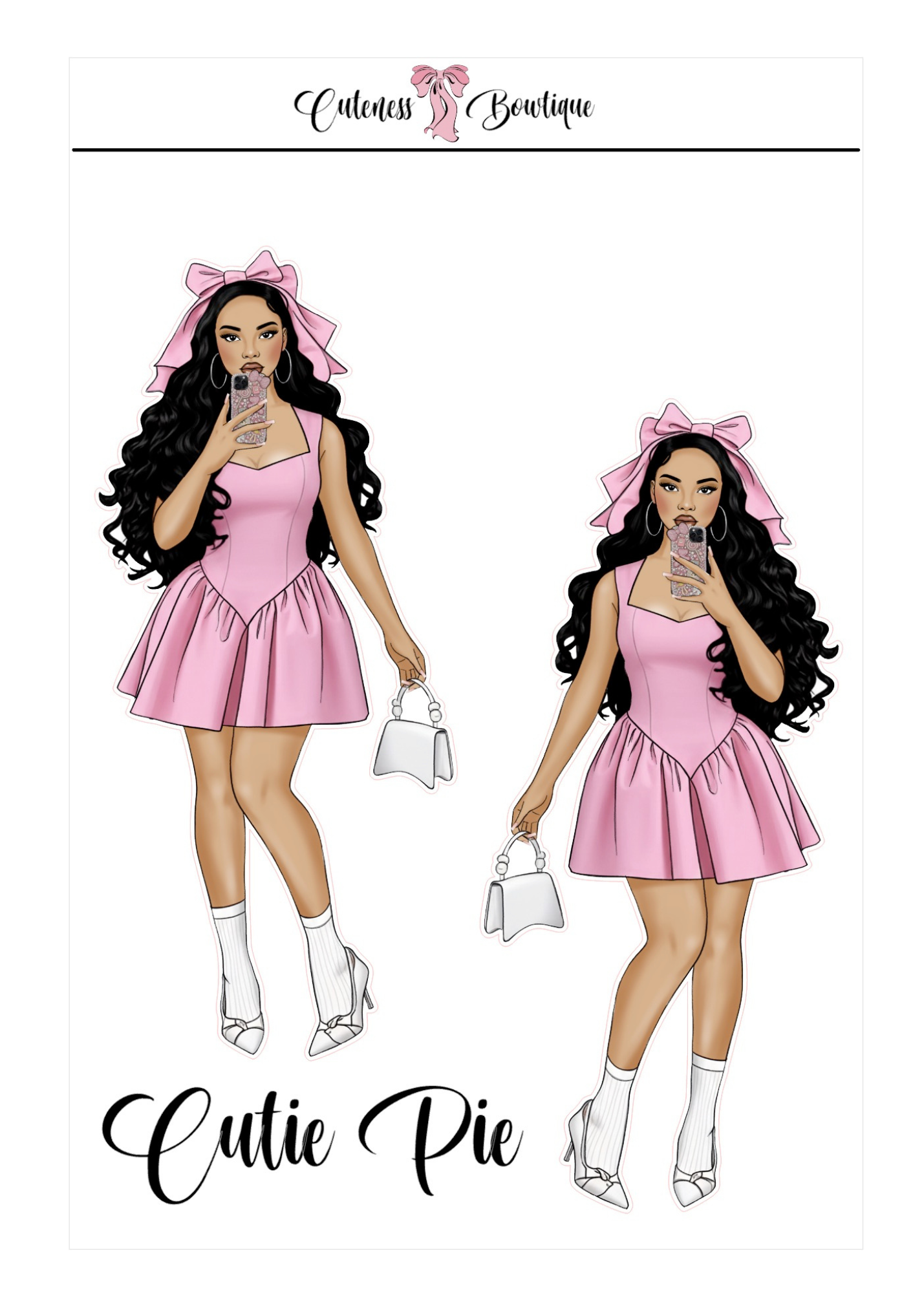 The  CUSTOM Cuteness Doll Collection Sticker Sheet | Cuteness Planner Stickers for Agendas, Planners, Notebooks, Dividers | SPRING INTO CUTENESS