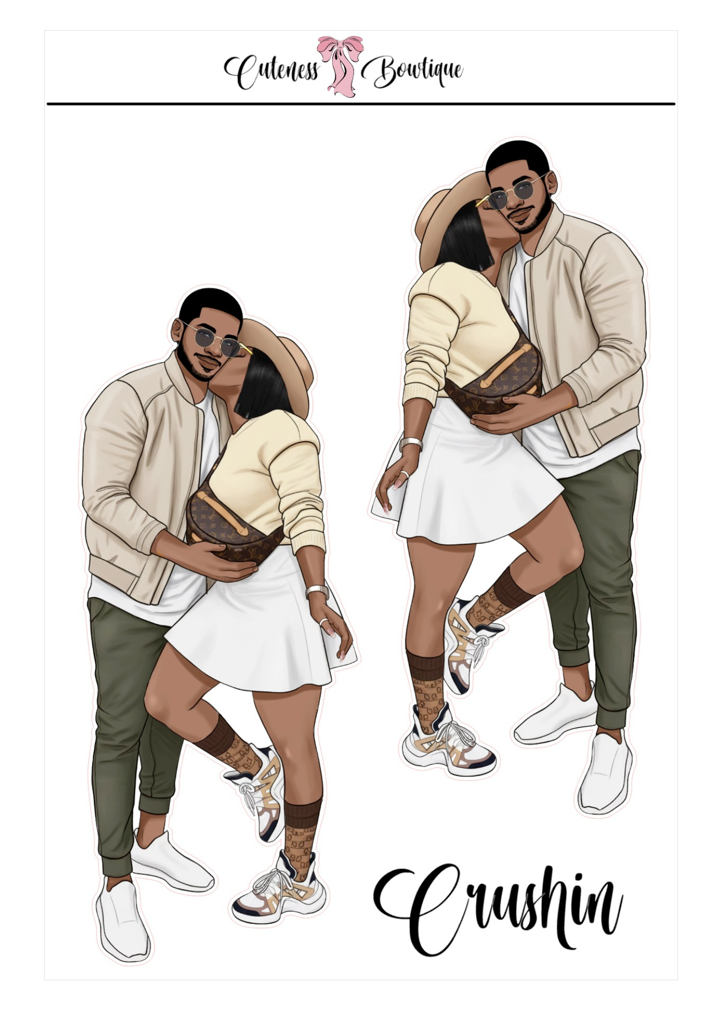 The  CUSTOM Cuteness Doll Collection Sticker Sheet | Cuteness Planner Stickers for Agendas, Planners, Notebooks, Dividers | SPRING INTO CUTENESS