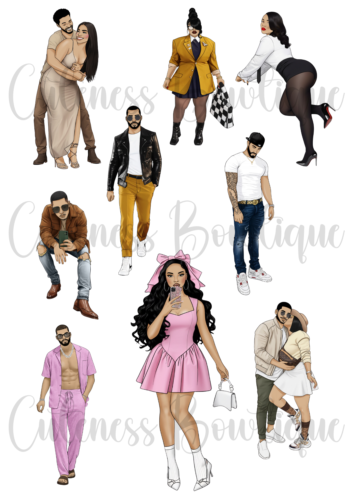 The  CUSTOM Cuteness Doll Collection Sticker Sheet | Cuteness Planner Stickers for Agendas, Planners, Notebooks, Dividers | SPRING INTO CUTENESS